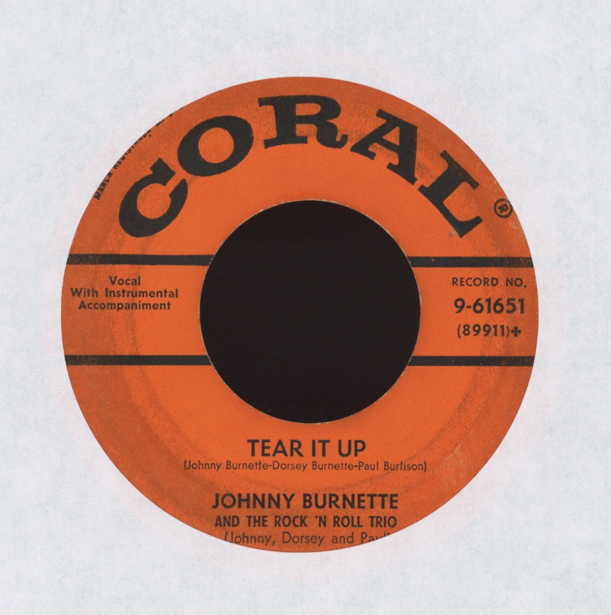 The Johnny Burnette Trio - Tear It Up on Coral Rockabilly 45