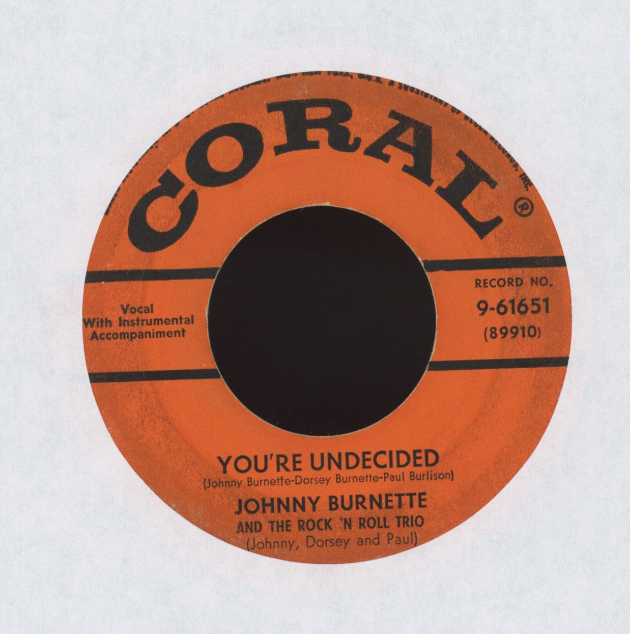 The Johnny Burnette Trio - Tear It Up on Coral Rockabilly 45