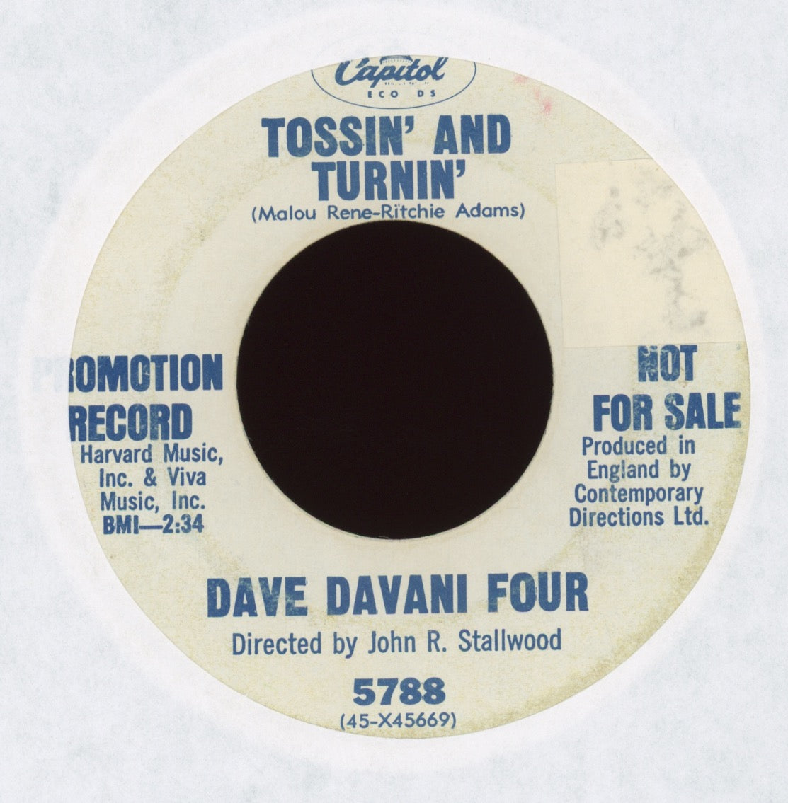 The Dave Davani Four - Tossin' and Turnin' on Capitol Promo