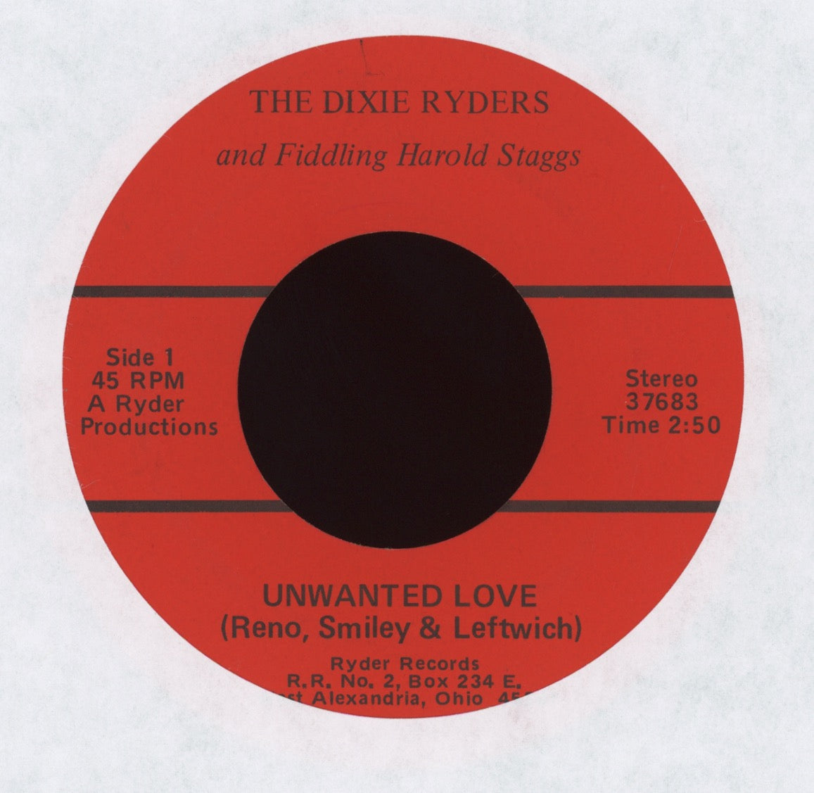 The Dixie Ryders - Unwanted Love on Ryder Rite Press