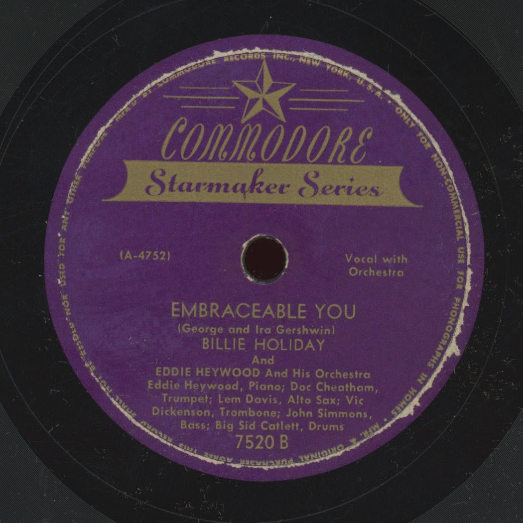 BILLIE HOLIDAY COMMODORE オリジナル As Time Goes By/ Embraceable You