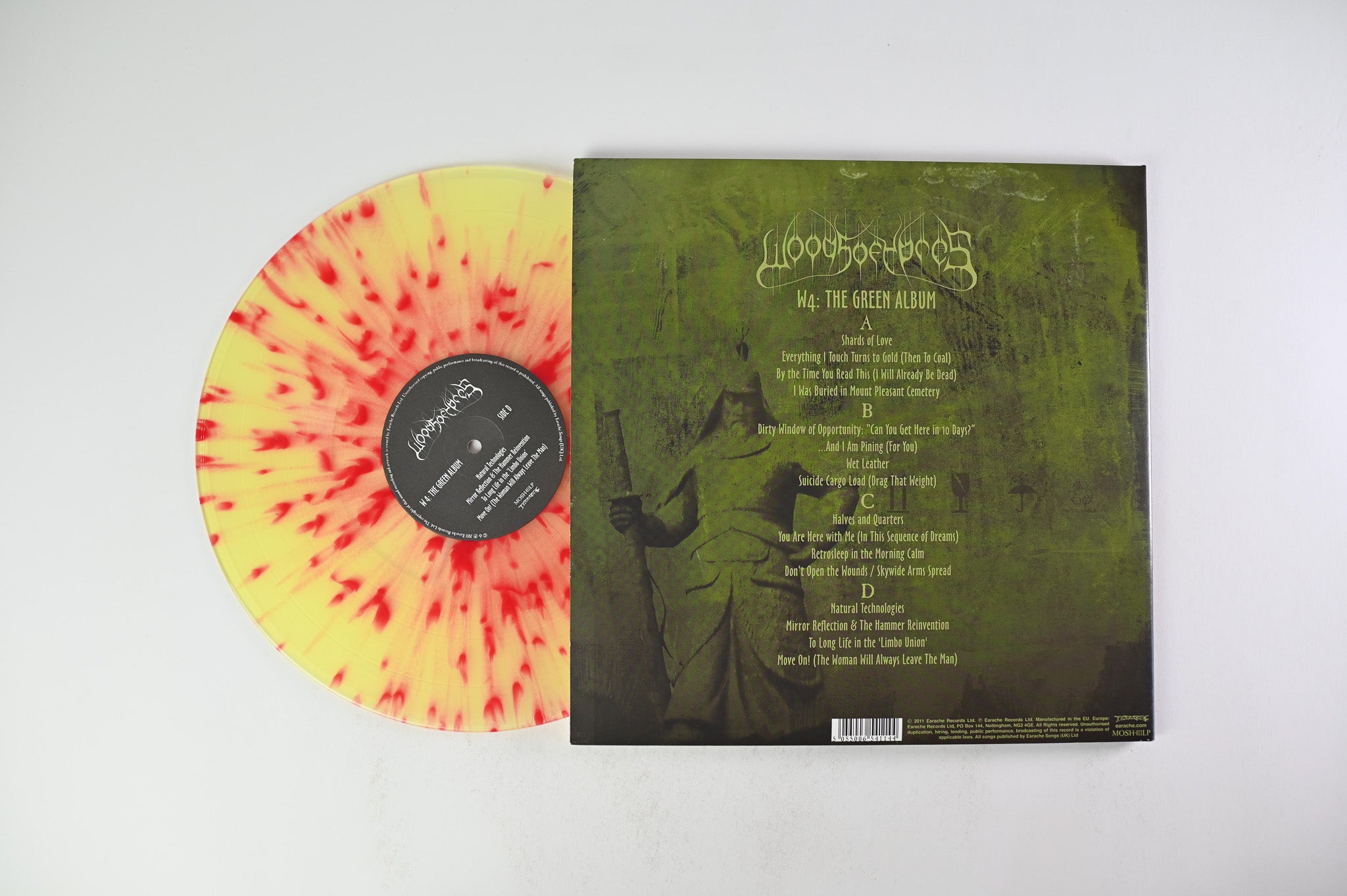 Woods Of Ypres - Woods 4: The Green Album on Earache Yellow With Red Splatter