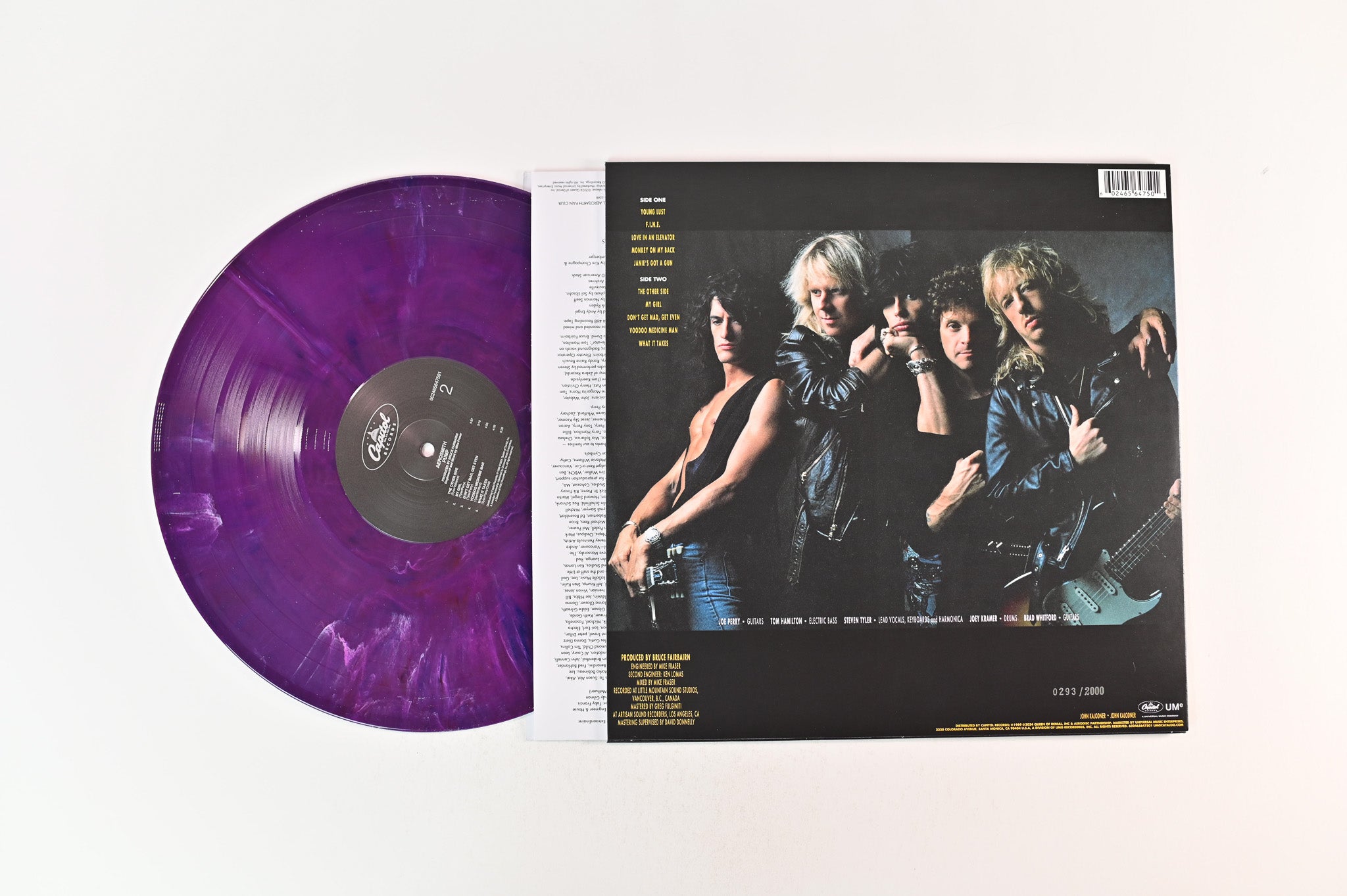 Aerosmith - Pump on Capitol Ltd Numbered Purple with White Marble Reissue Plus Grape Vinyl Bonus 7"