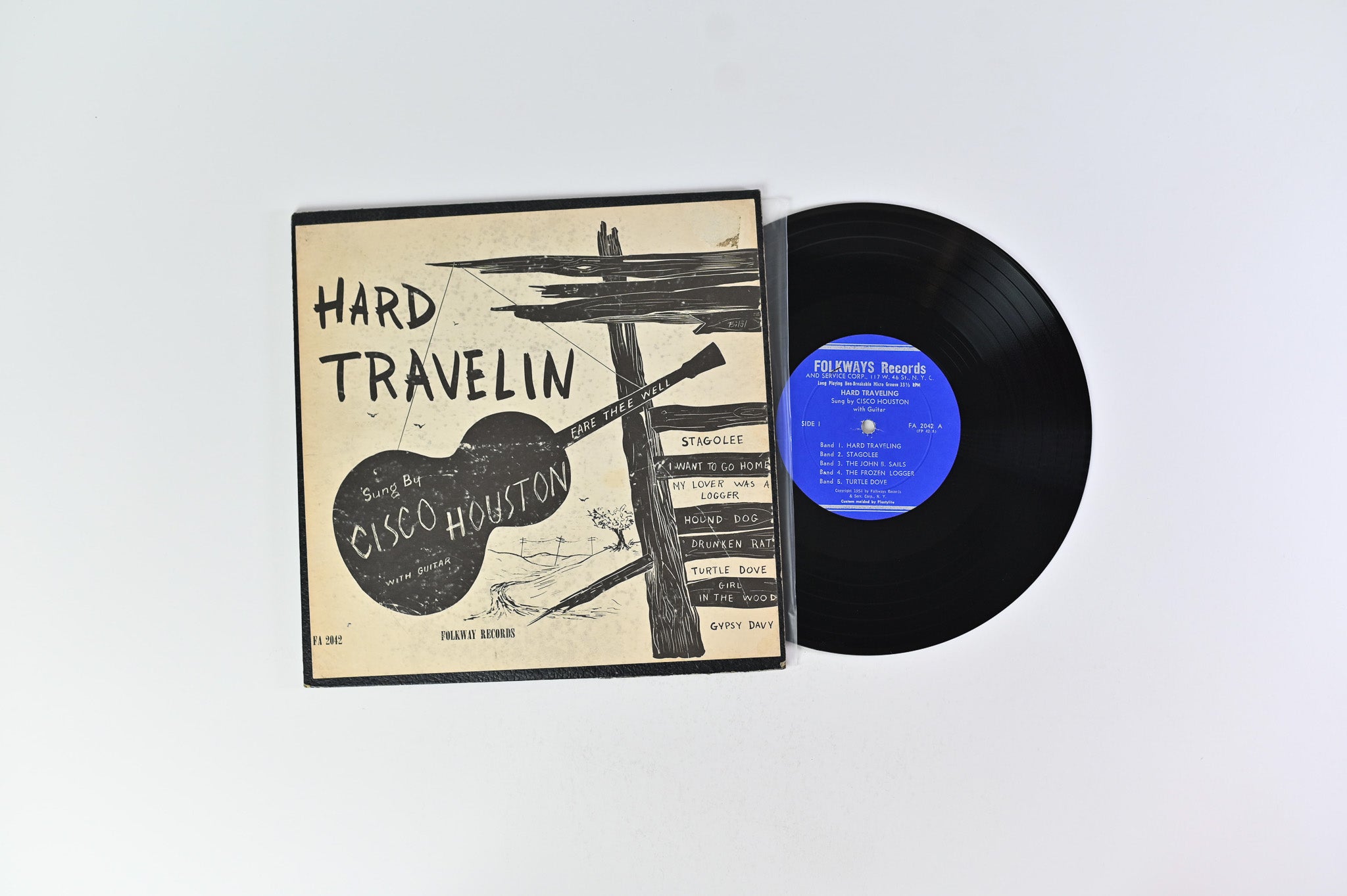 Cisco Houston - Hard Travelin' on Folkways Records - 10" Vinyl