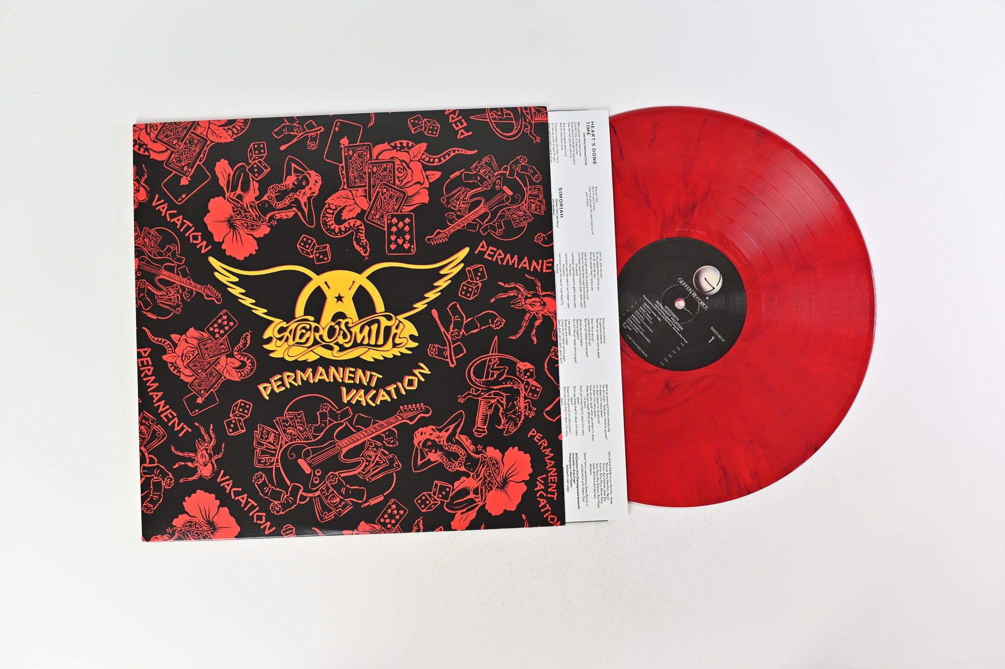 Aerosmith - Permanent Vacation on Geffen Records - Red/Black Marbled Colored Vinyl