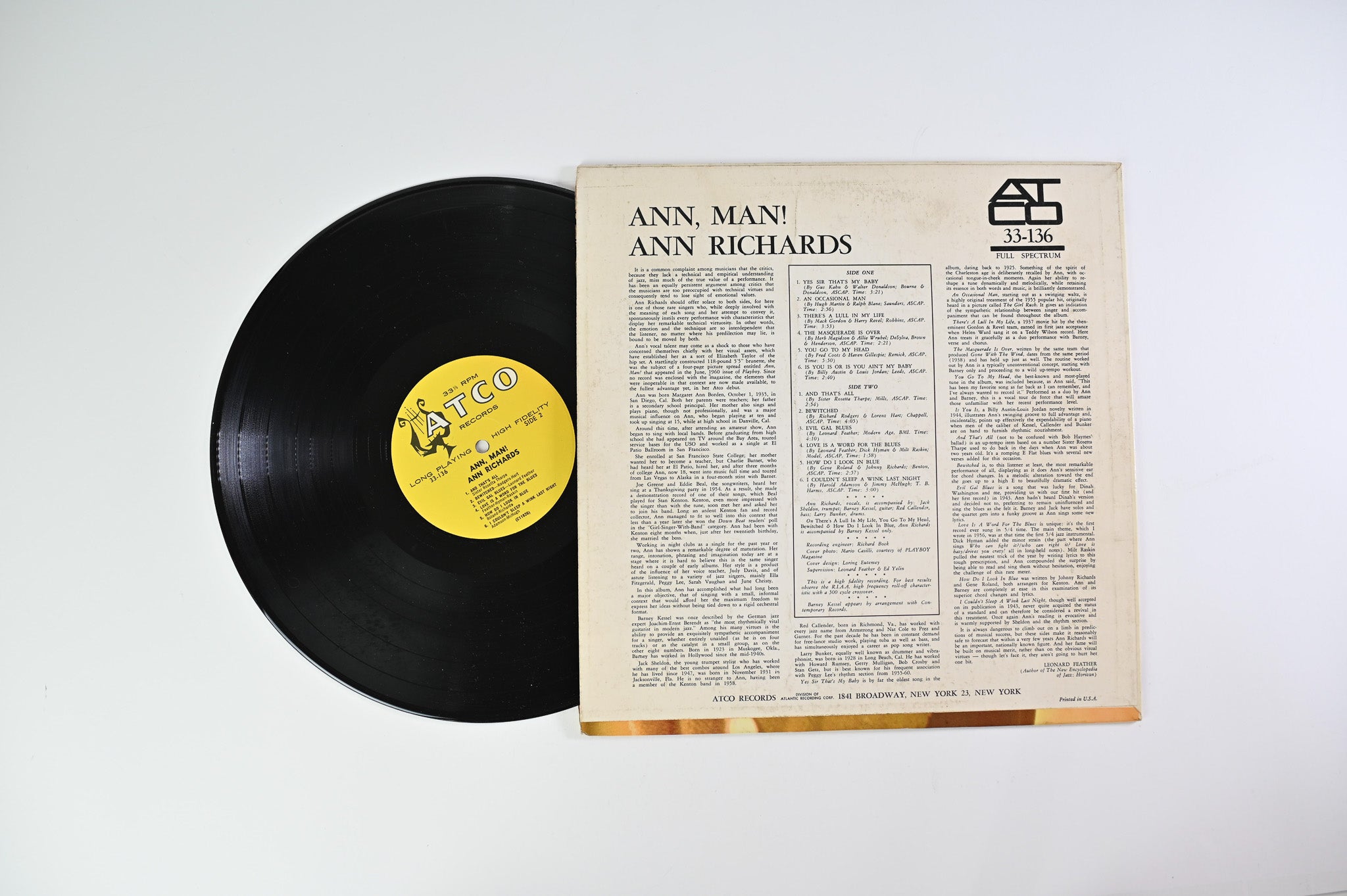 Ann Richards - Ann, Man! on ATCO Records - Mono