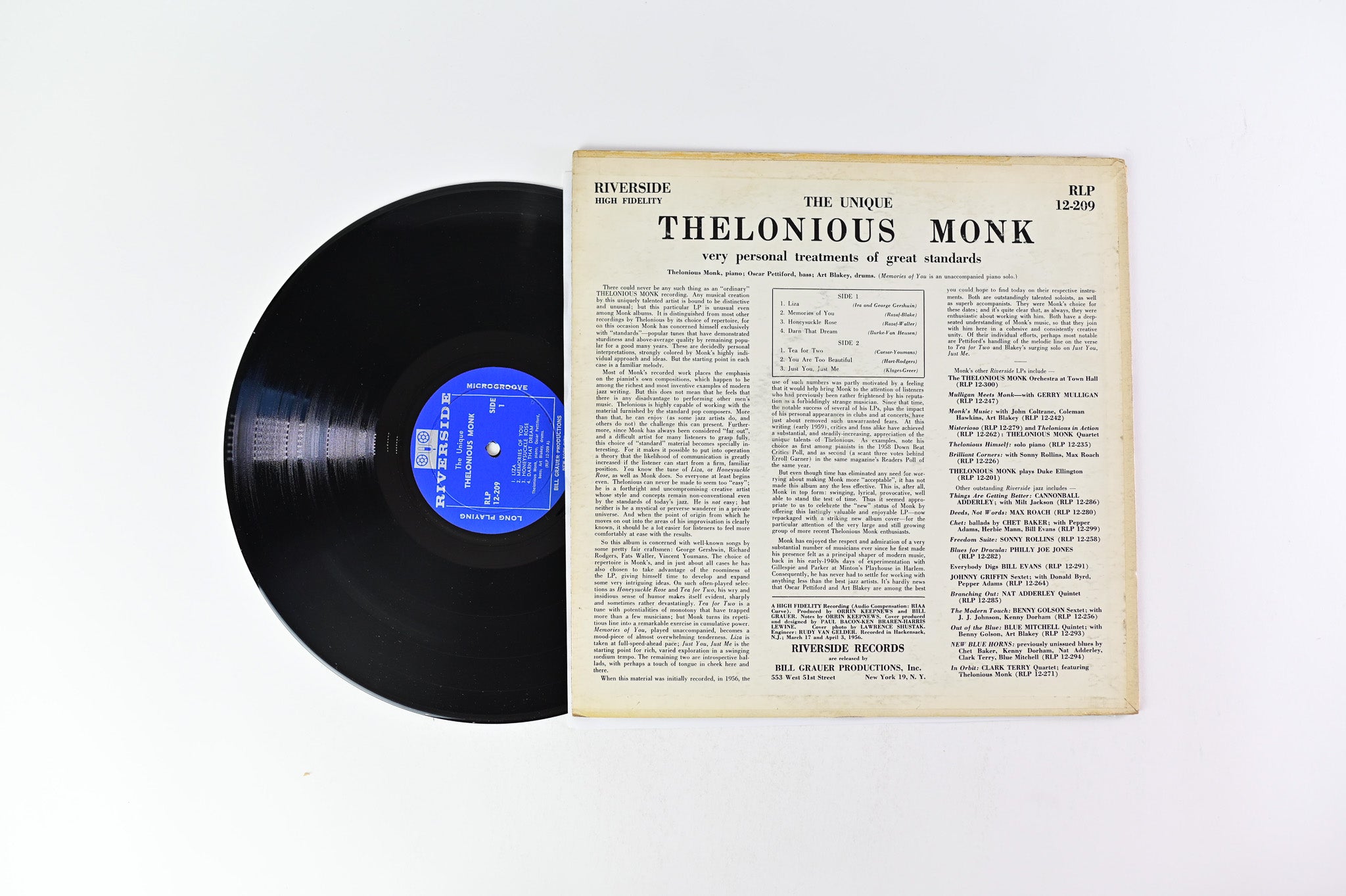 Thelonious Monk - The Unique Thelonious Monk on Riverside Mono Deep Groove Reissue