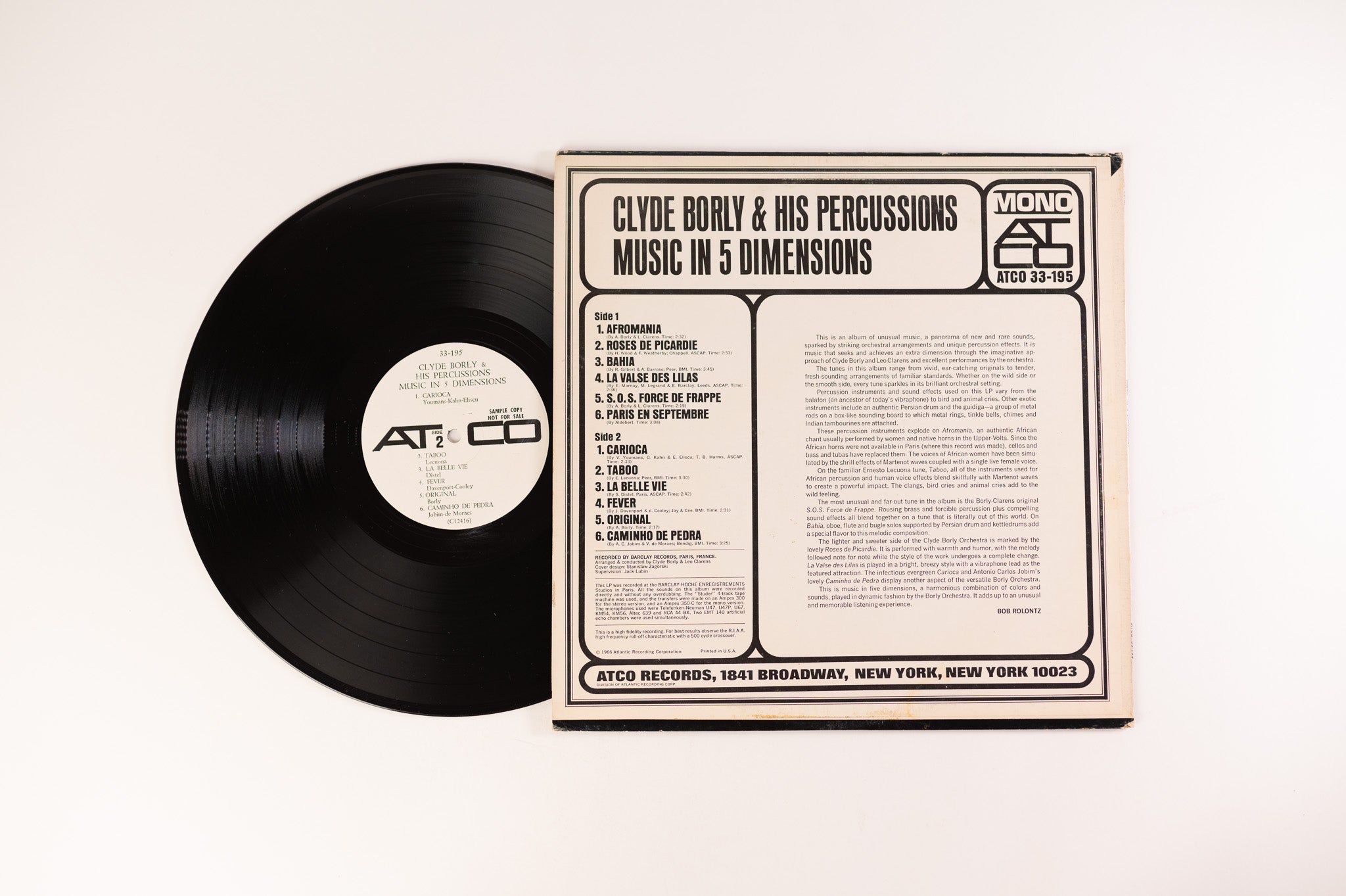 Clyde Borly & His Percussions – Music In 5 Dimensions on Atco Records Mono Promo