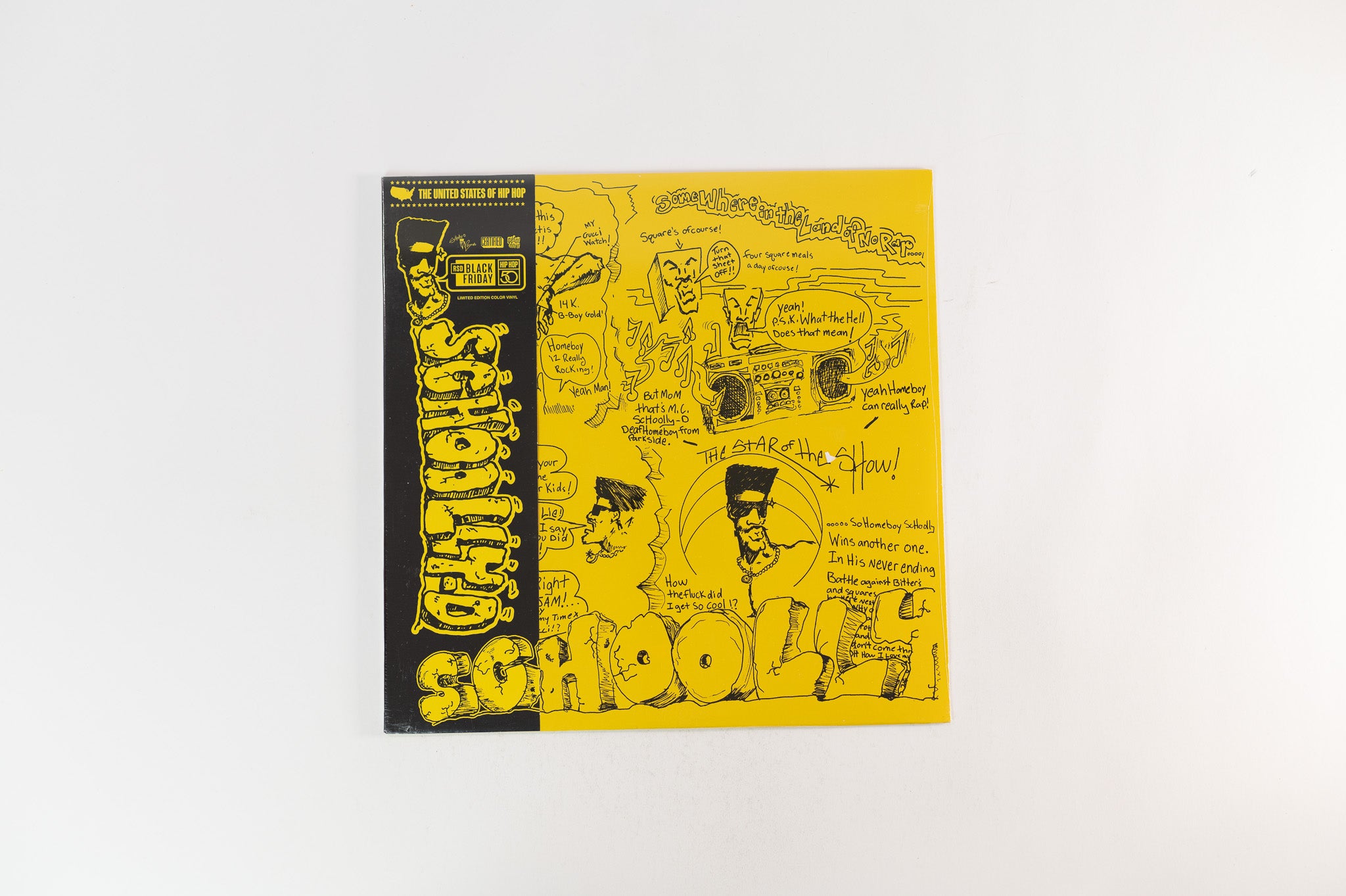 Schoolly D - Schoolly-D on Get on Down RSD BF 2023 Ltd Yellow & Black Splatter Sealed