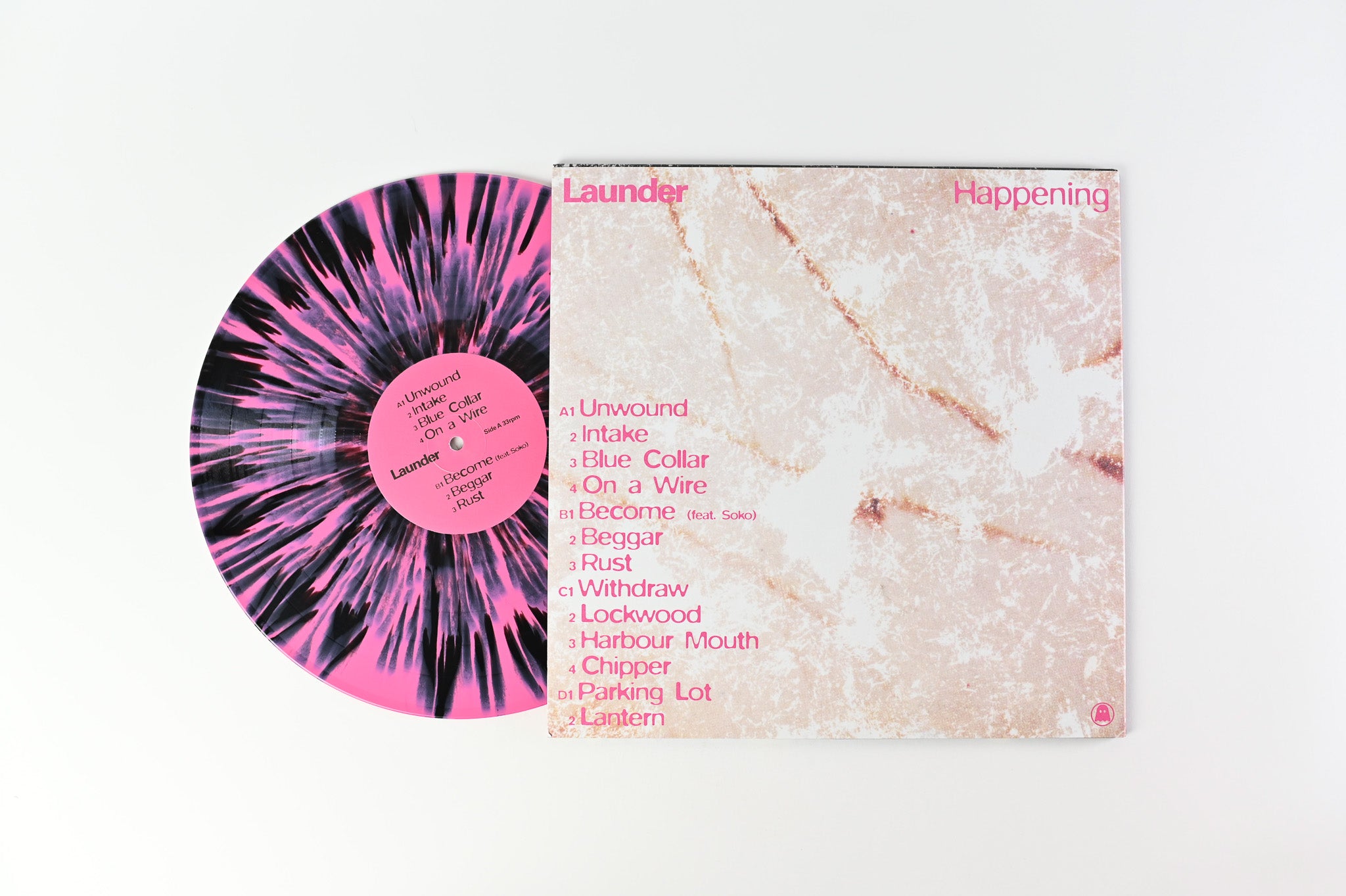 Launder - Happening on Ghostly International Pink Noise Vinyl