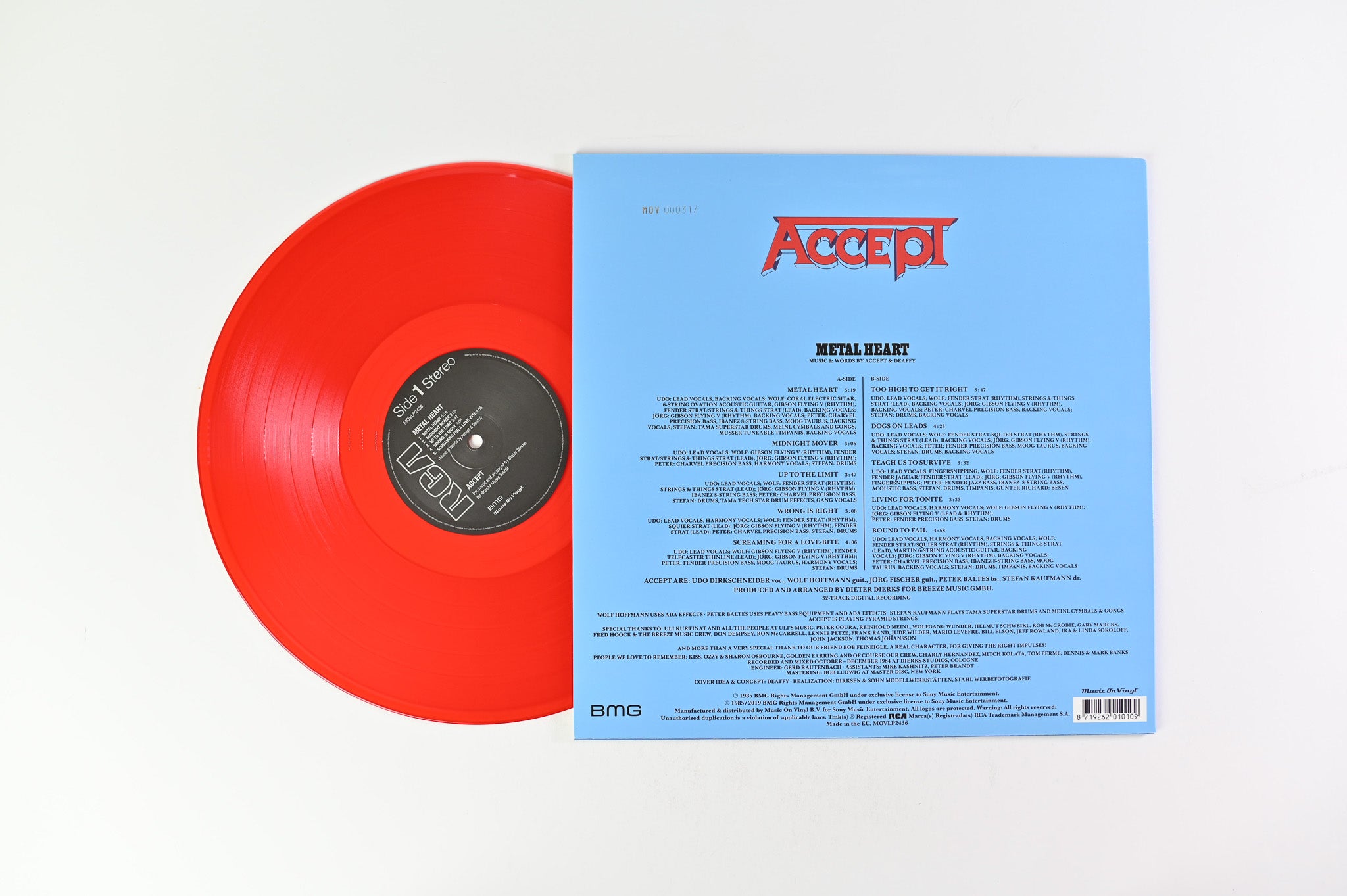 Accept - Metal Heart on Muysic on Vinyl Red Vinyl Numbered Reissue