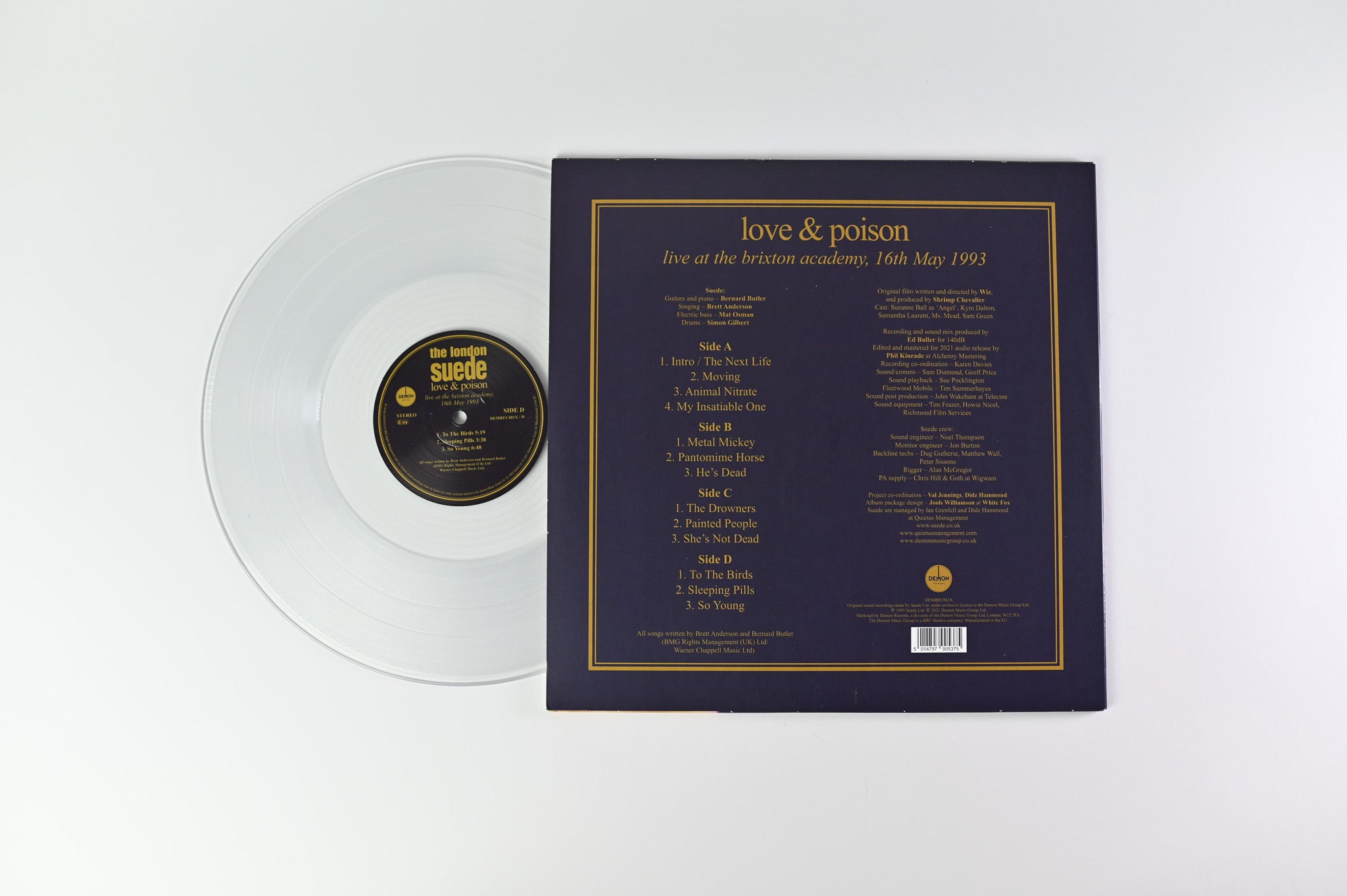 Suede - Love & Poison (Live At The Brixton Academy, 16th May 1993) on Demon Records - Clear Vinyl