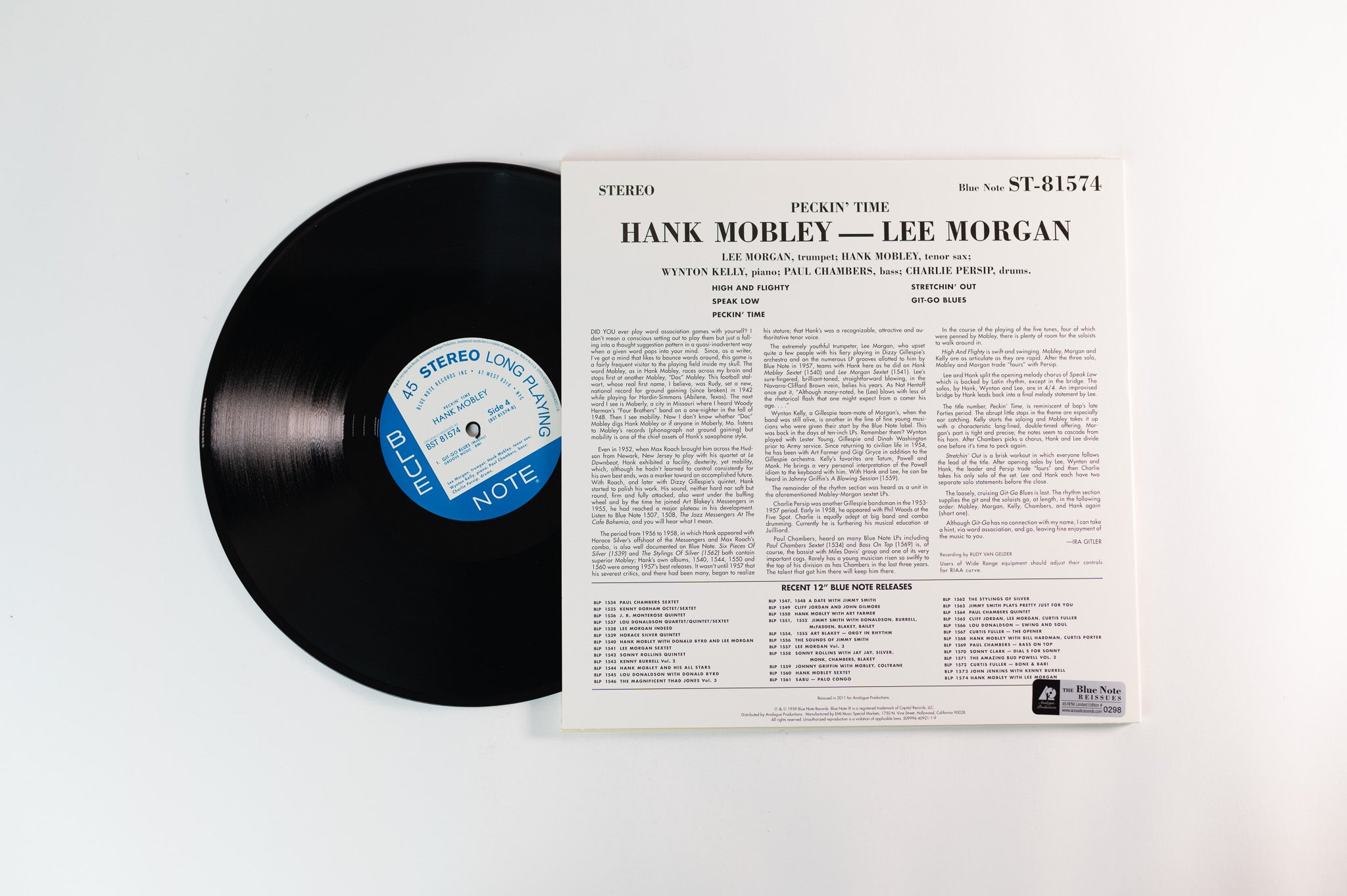 Hank Mobley - Peckin' Time on Blue Note Analogue Productions Ltd Numbered 45 RPM Reissue