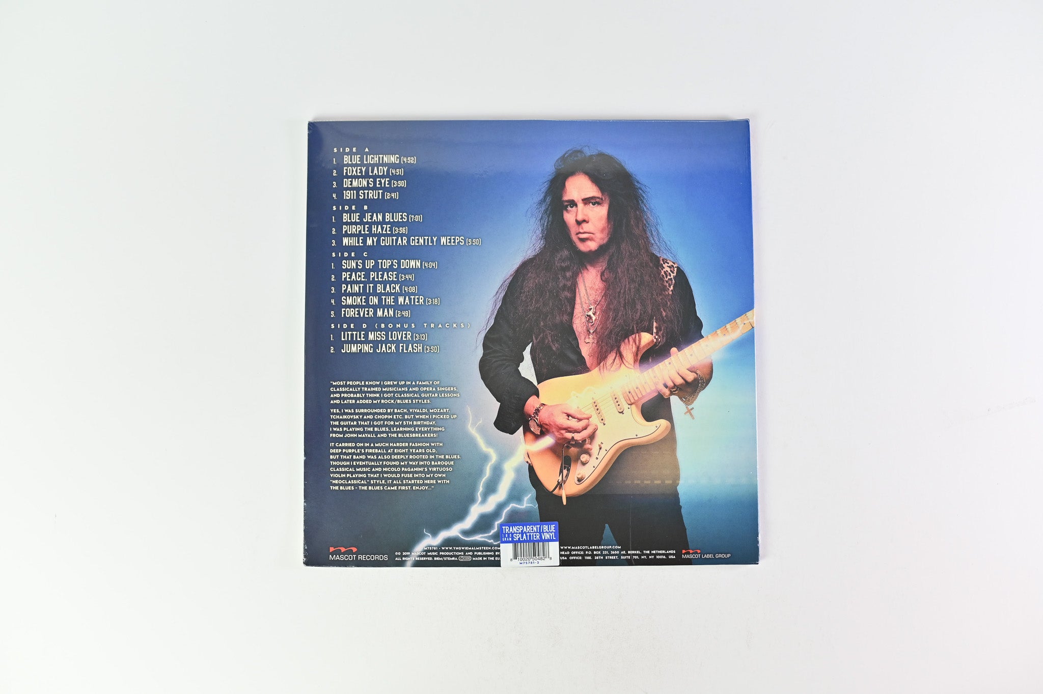 Yngwie Malmsteen - Blue Lightning on Mascot Ltd Transparent Blue Splatter Reissue Sealed