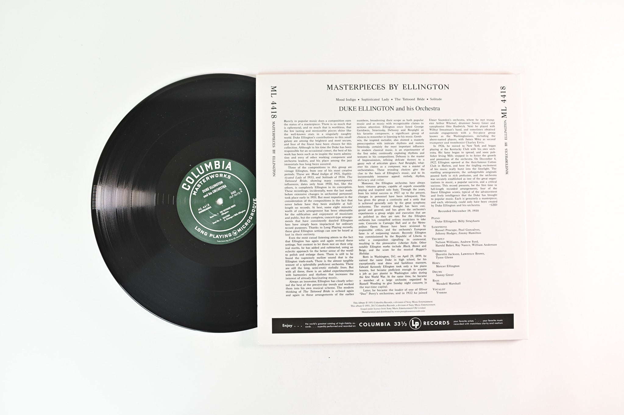 Duke Ellington And His Orchestra - Masterpieces By Ellington on Columbia Pure Pleasure 180 Gram Reissue