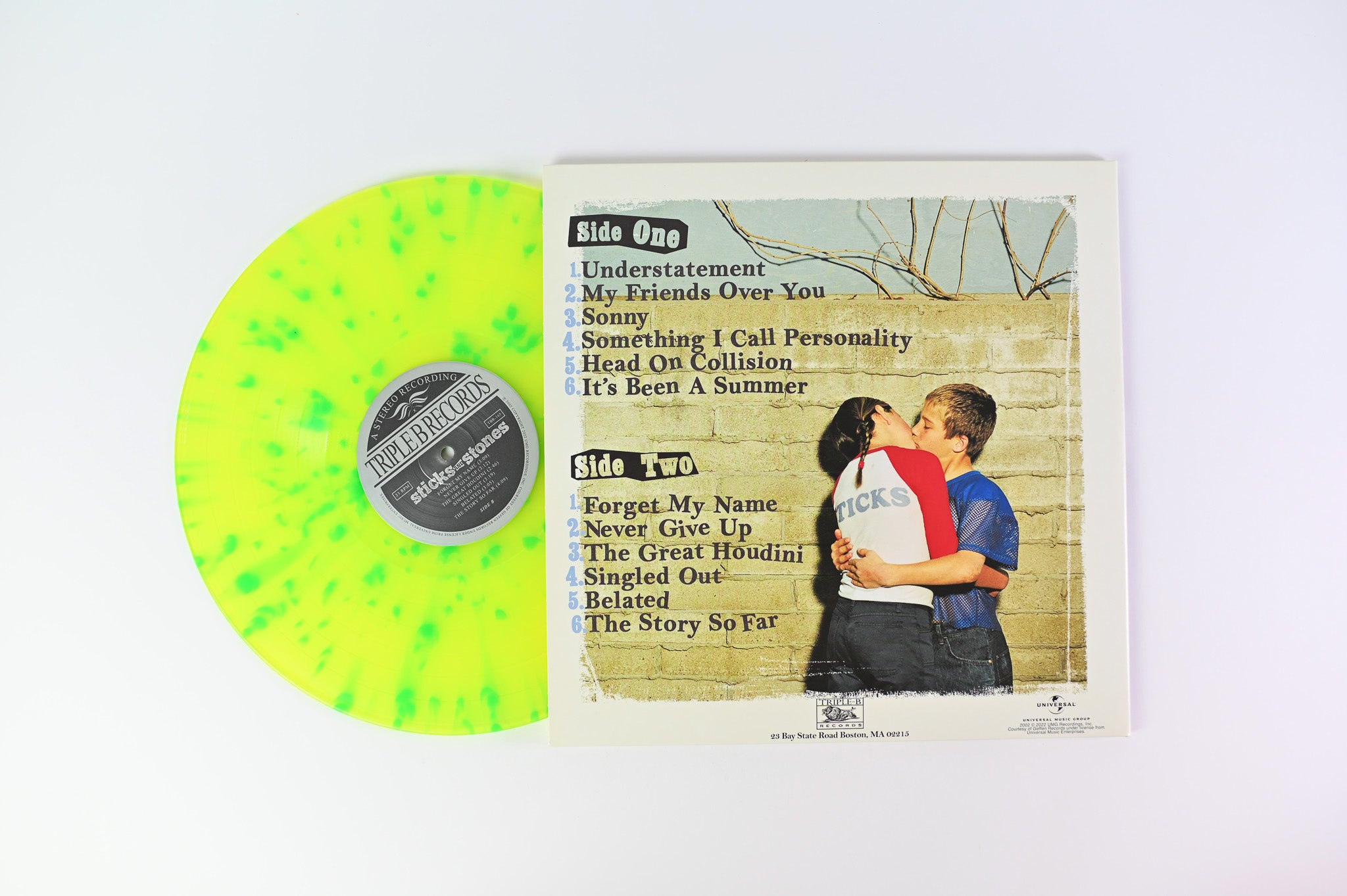 New Found Glory Sticks And Stones on Triple B Ltd Yellow Green Splatter Reissue