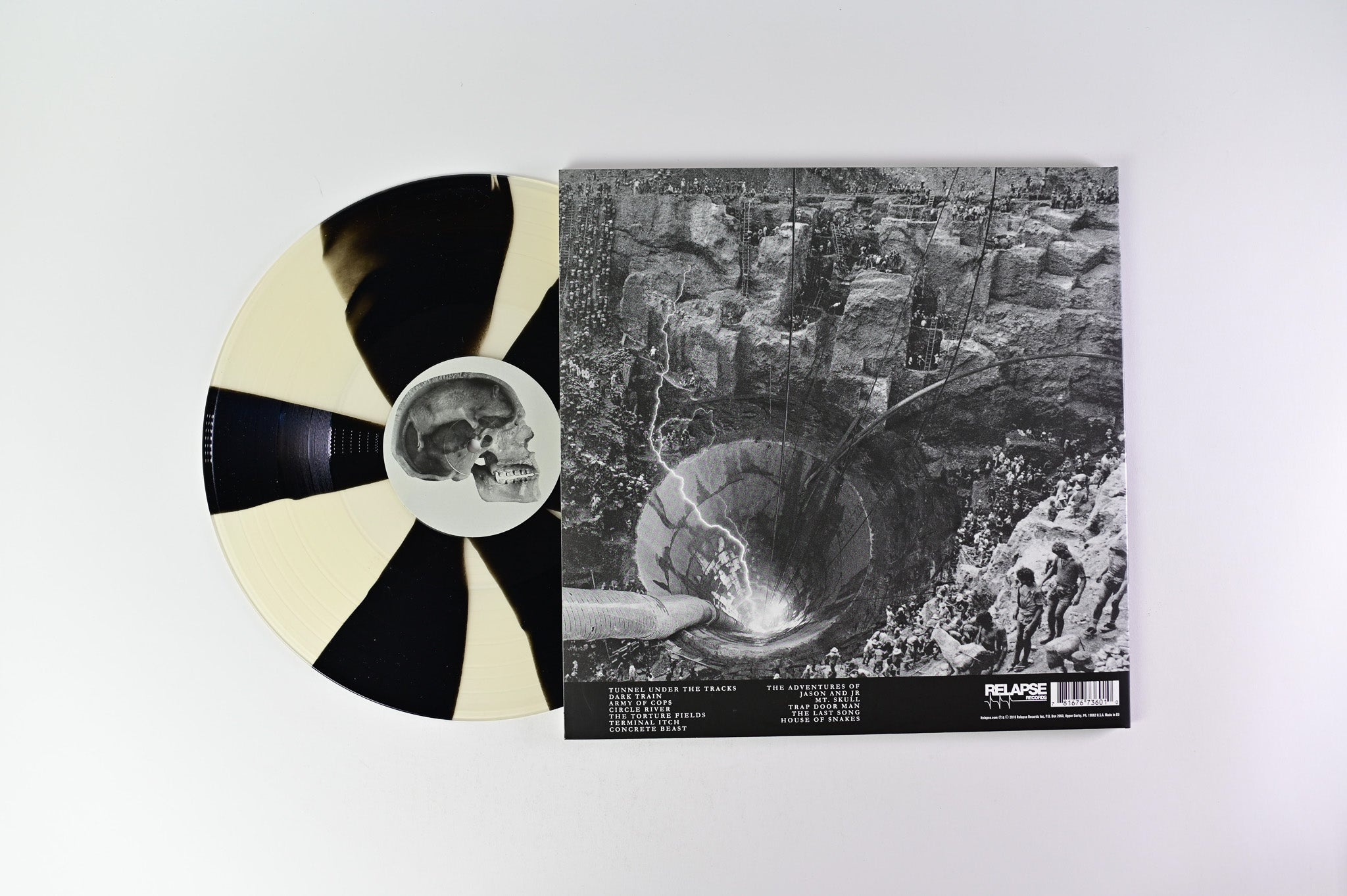 Pig Destroyer - Head Cage on Relapse Ltd Milky Clear with Black Pinwheels