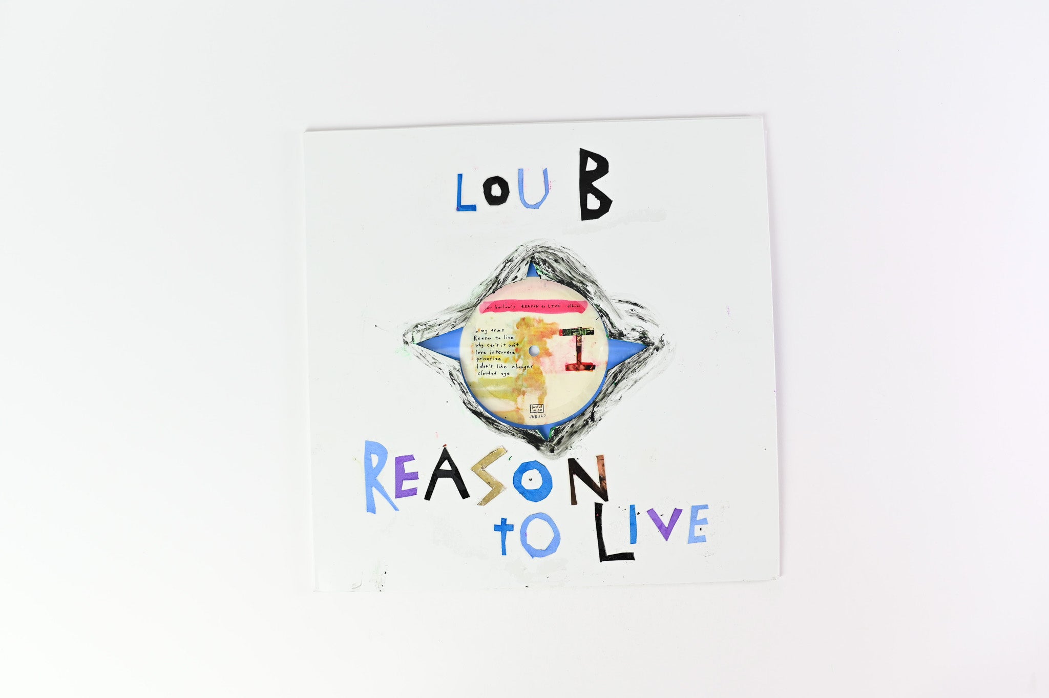 Lou Barlow - Reason To Live L.P. Special Edition Cyan With Silver Splatter  Handmade Cover Art