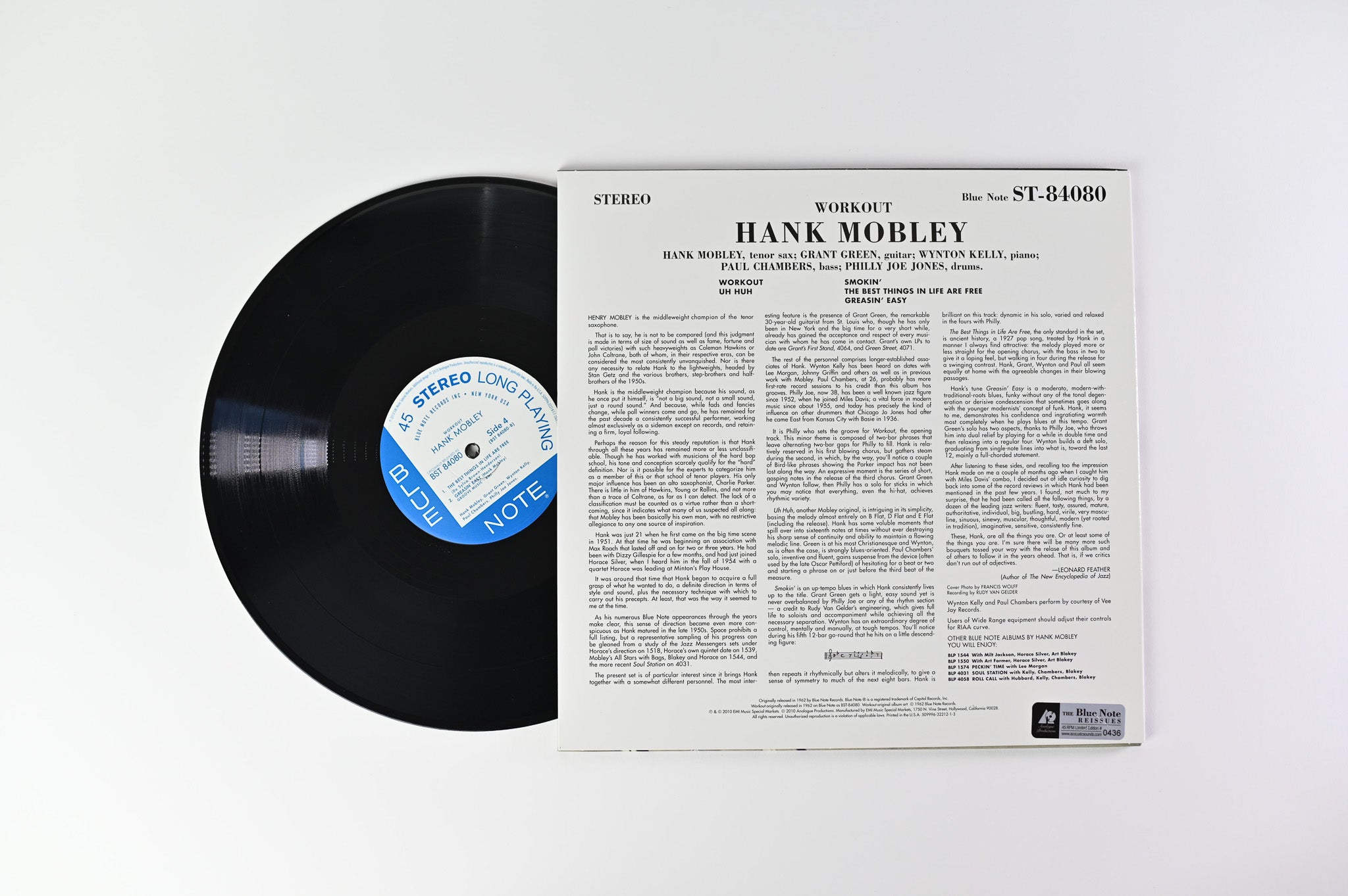 Hank Mobley - Workout on Blue Note Analogue Productions Reissue Numbered 45 RPM