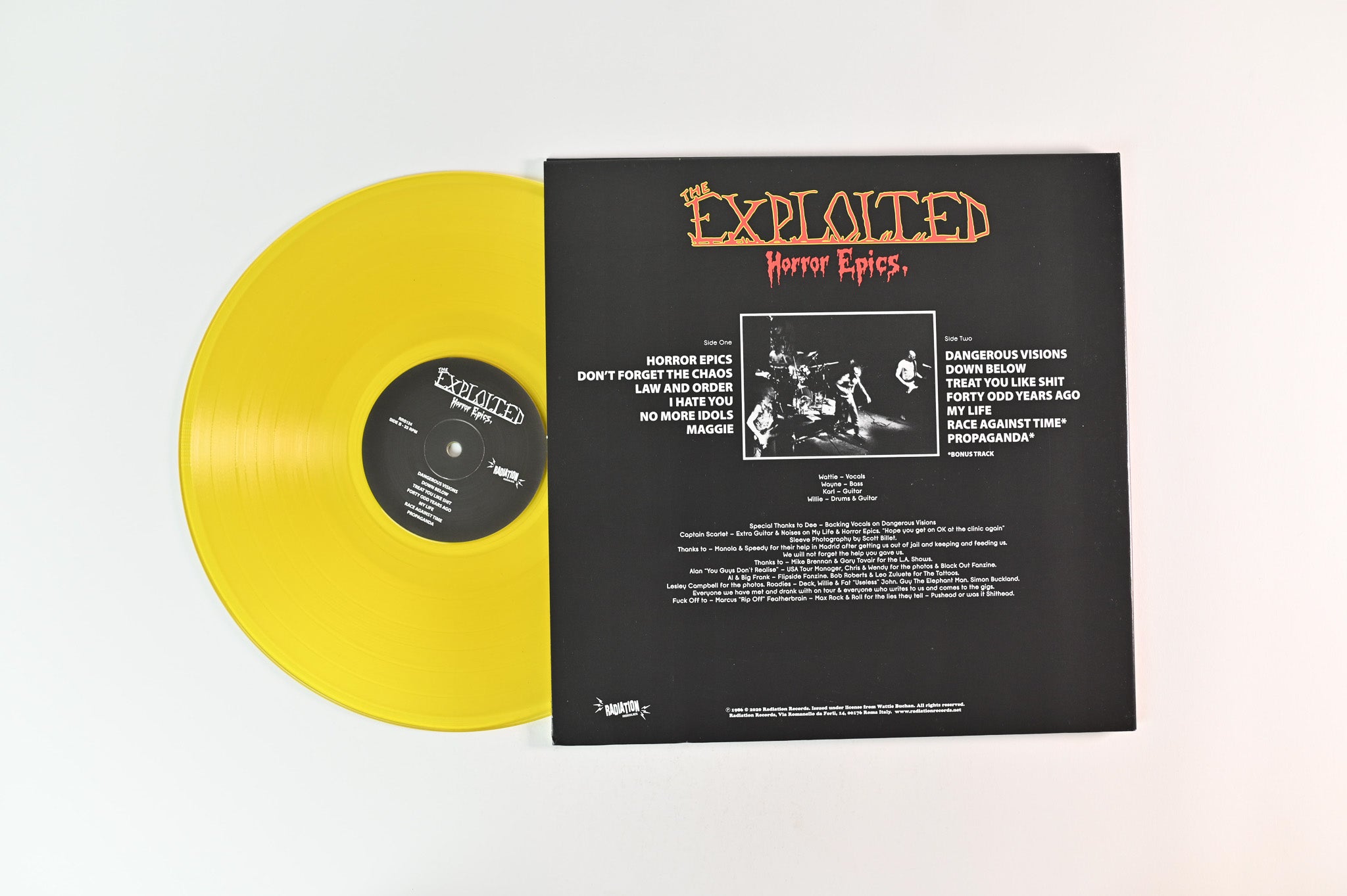 The Exploited - Horror Epics. on Radiation Reissues Yellow Vinyl