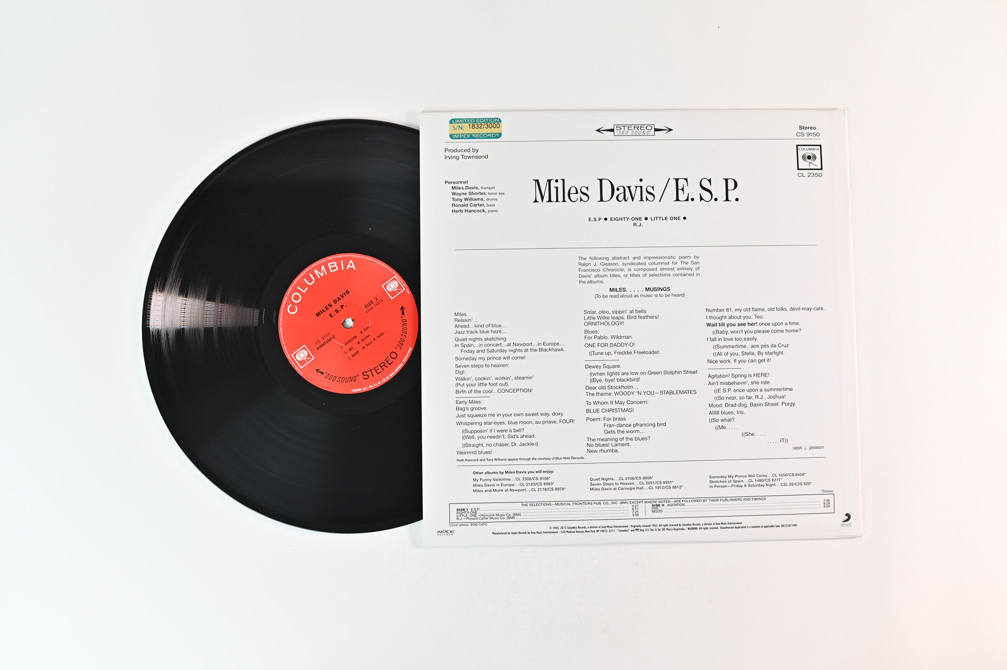 Miles Davis - E.S.P. on Columbia Impex Ltd Numbered Reissue