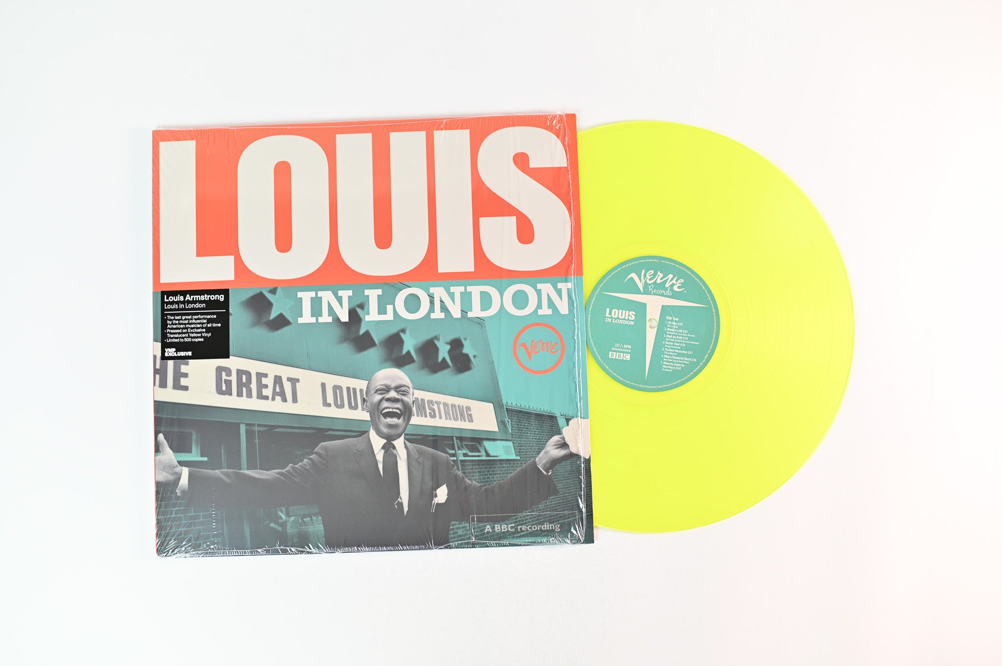 Louis Armstrong - Louis In London on Verve Vinyl Me Please Translucent Highlighter Yellow