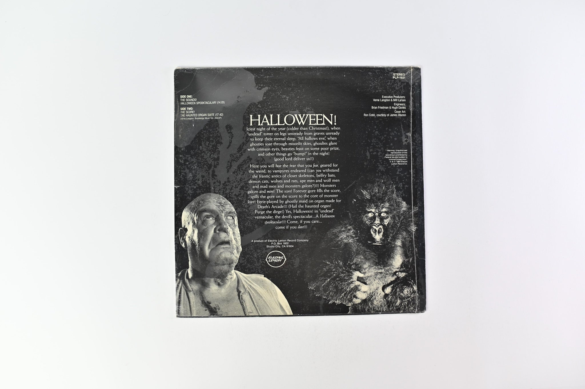 Verne Langdon - Halloween Spooktacular ! - Horrific Scary Scores & Sounds on Electric Lemon Record Co. SEALED