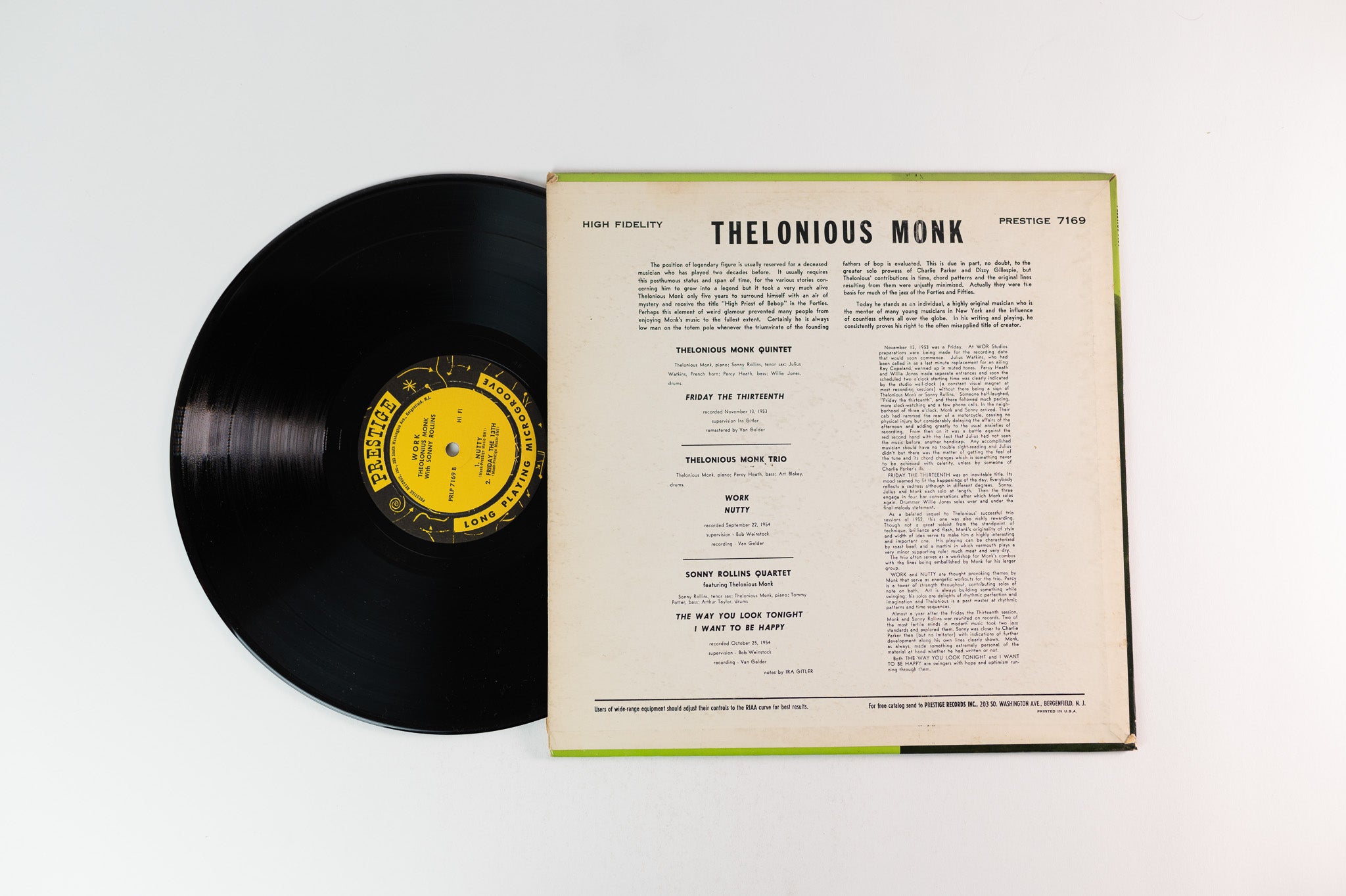 Thelonious Monk - Work! on Prestige Mono Deep Groove Reissue