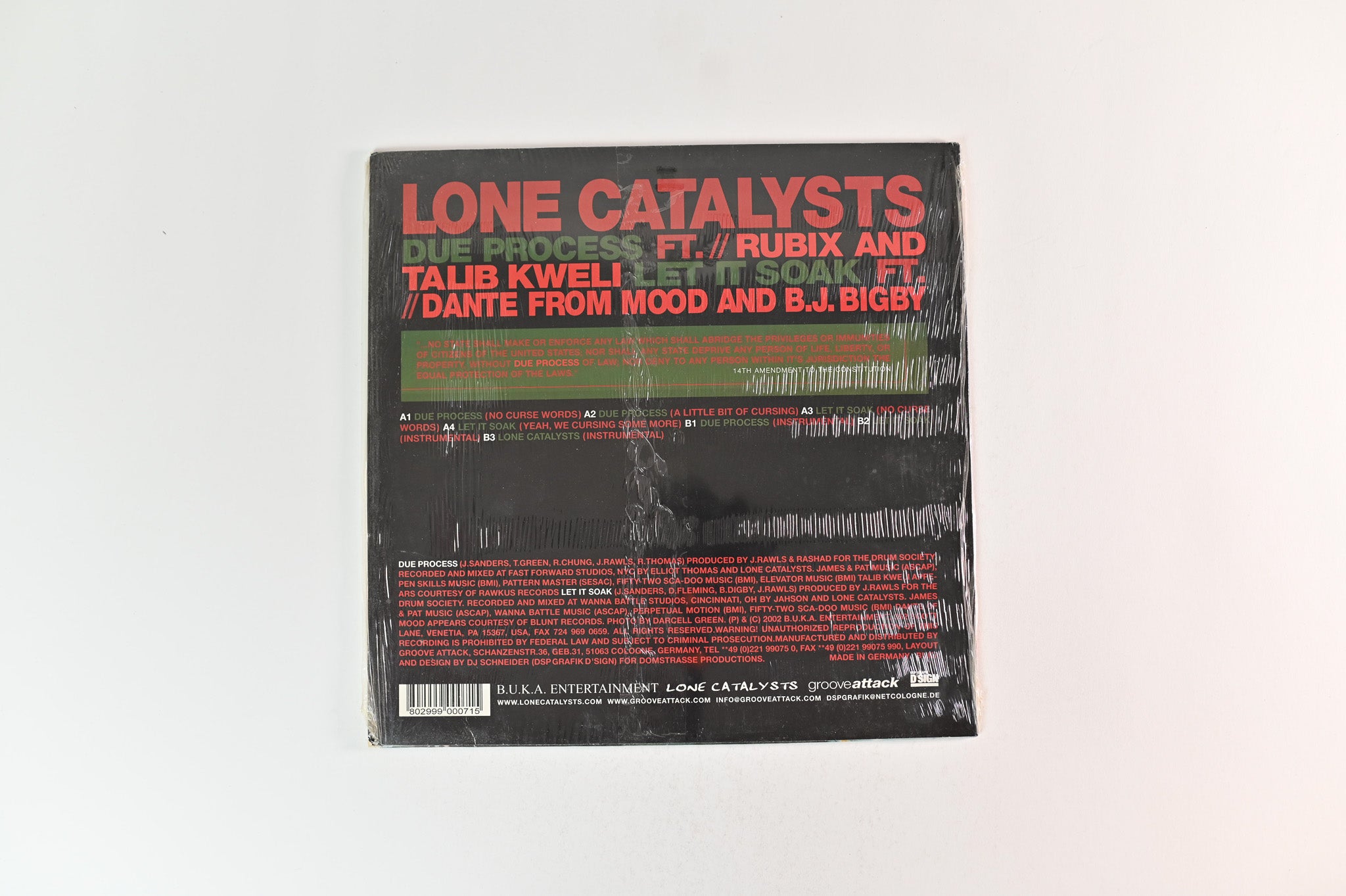 Lone Catalysts - Due Process / Let It Soak / Lone Catalysts on B.U.K.A. 12" Single Reissue Sealed