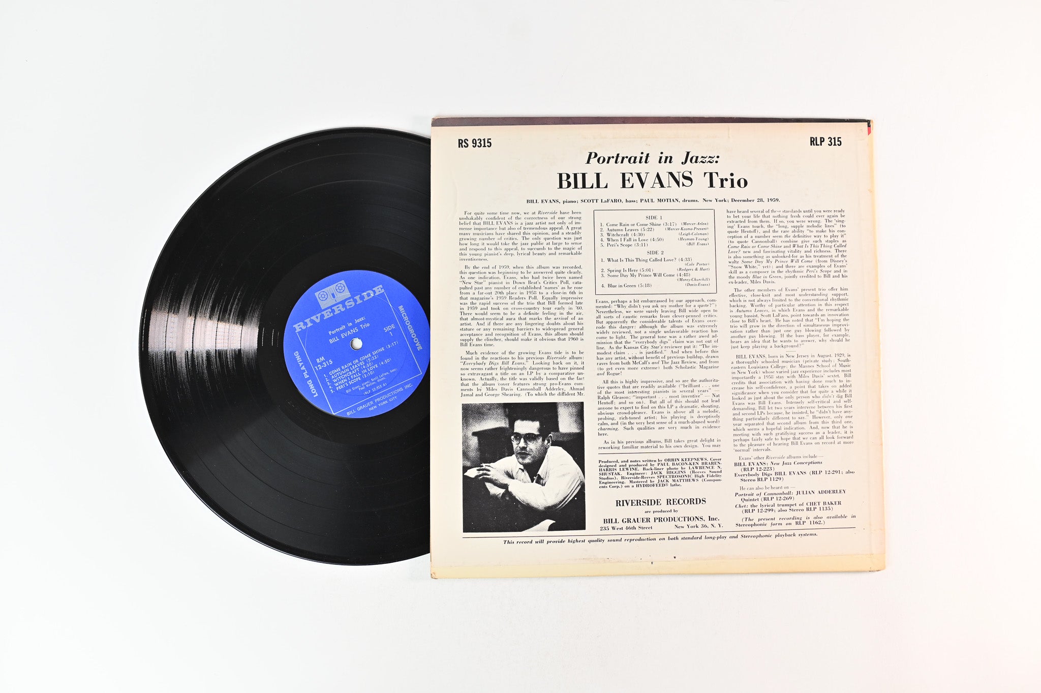 The Bill Evans Trio - Portrait In Jazz on Riverside Mono Deep Groove 1960 Repress