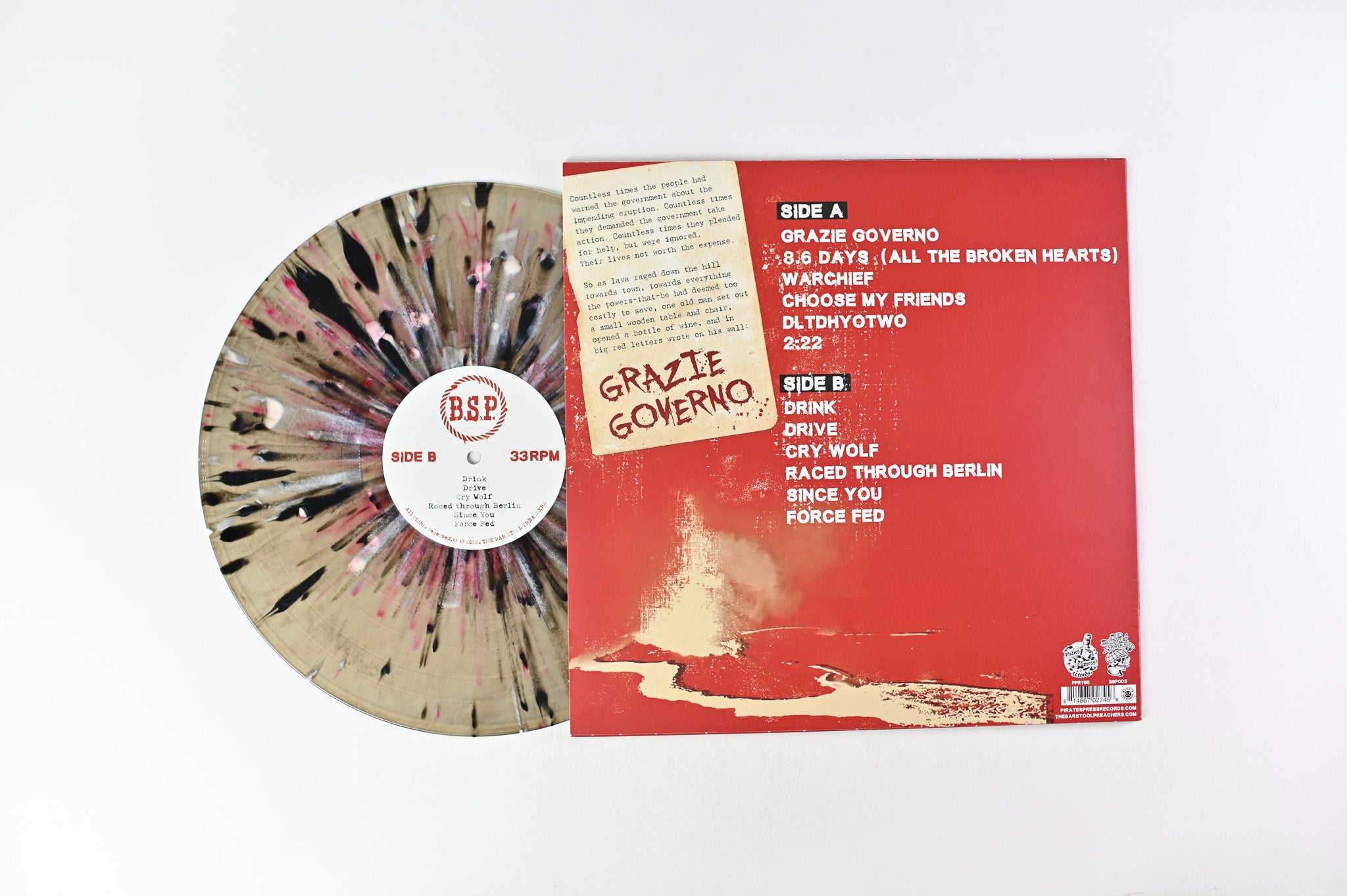 The Bar Stool Preachers - Grazie Governo on Pirates Press Records - Splatter Vinyl