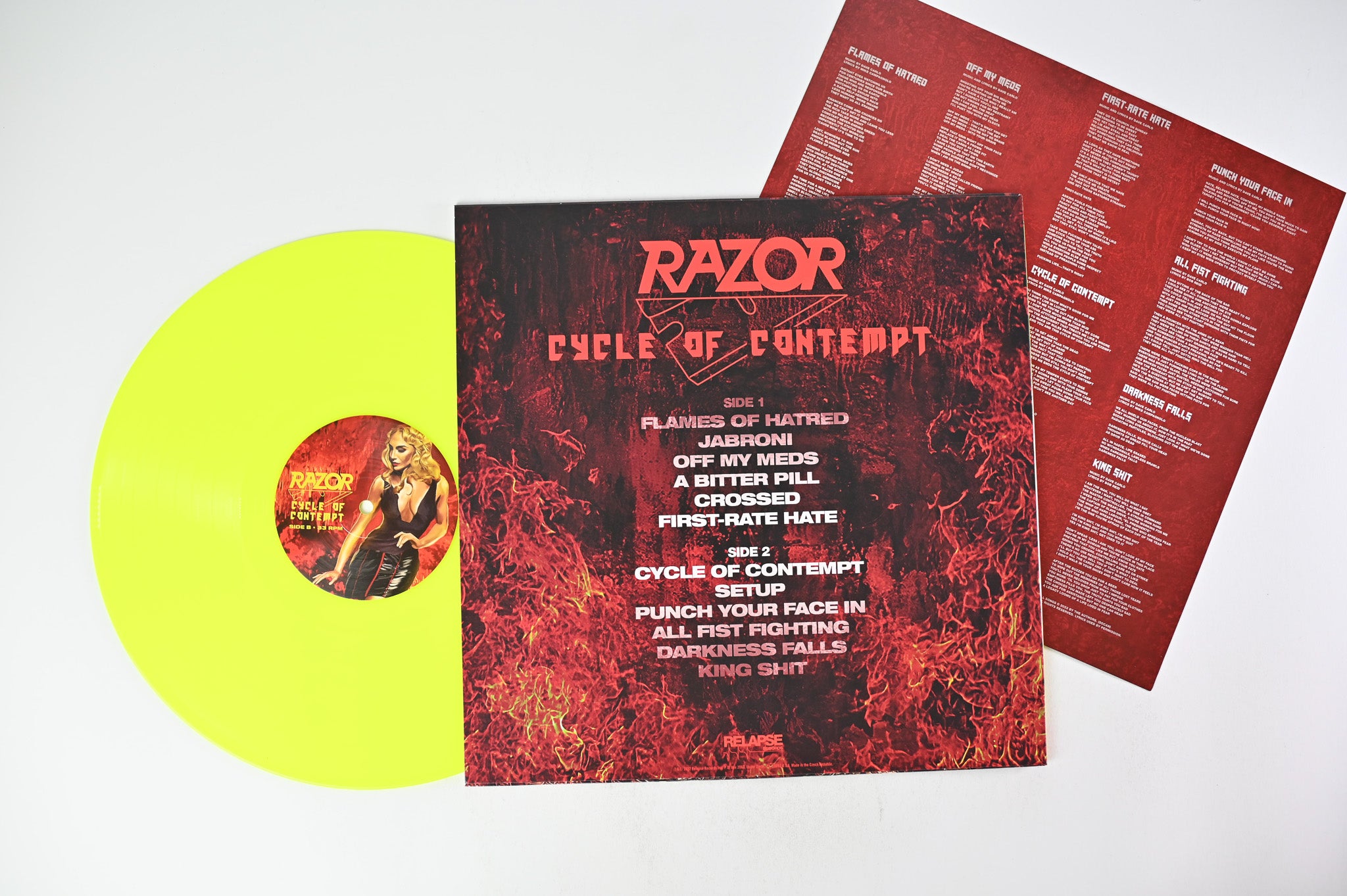 Razor - Cycle Of Contempt on Relapse Records - Neon Yellow Vinyl