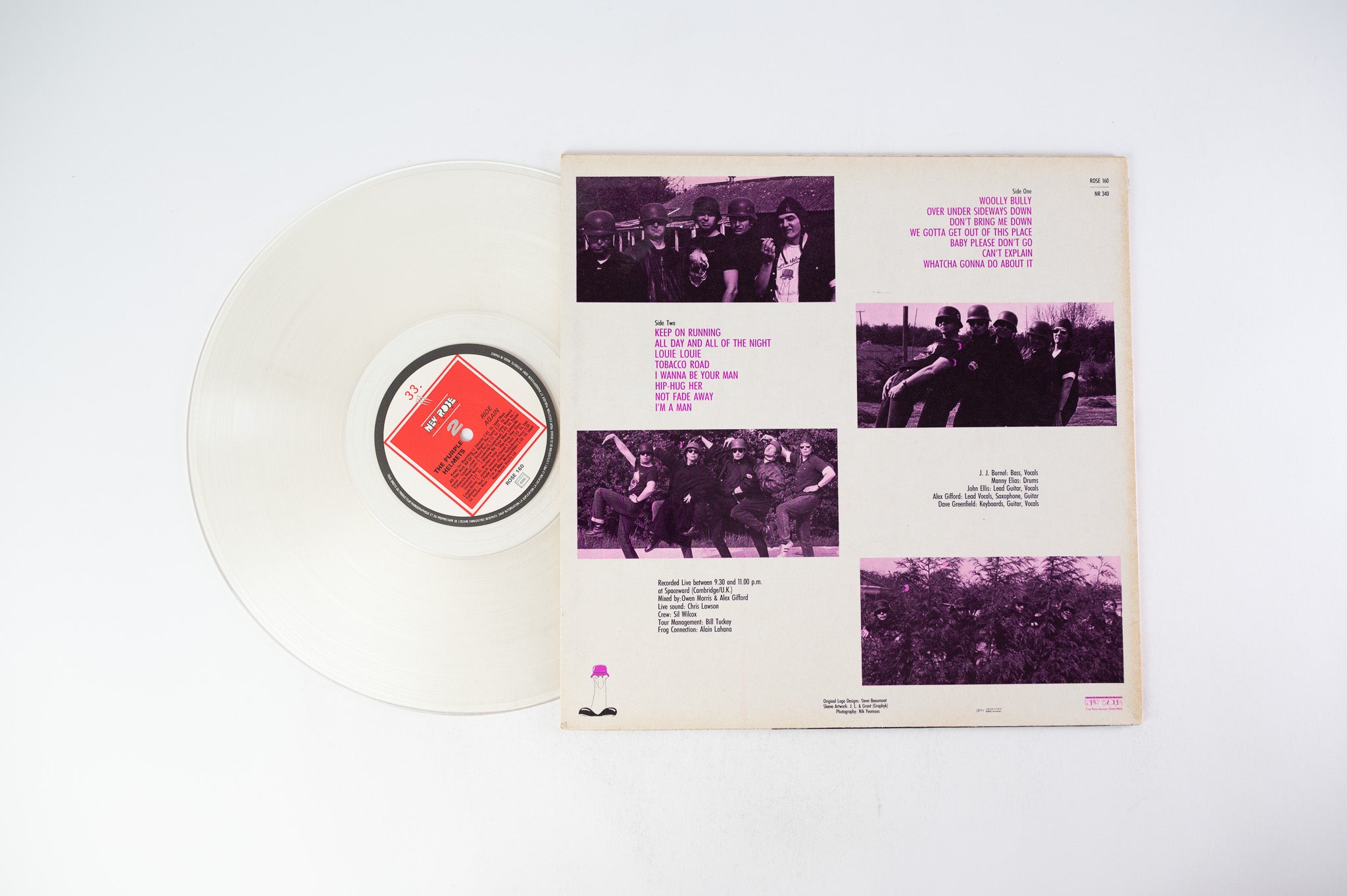 The Purple Helmets - Ride Again on New Rose Records - Clear Vinyl