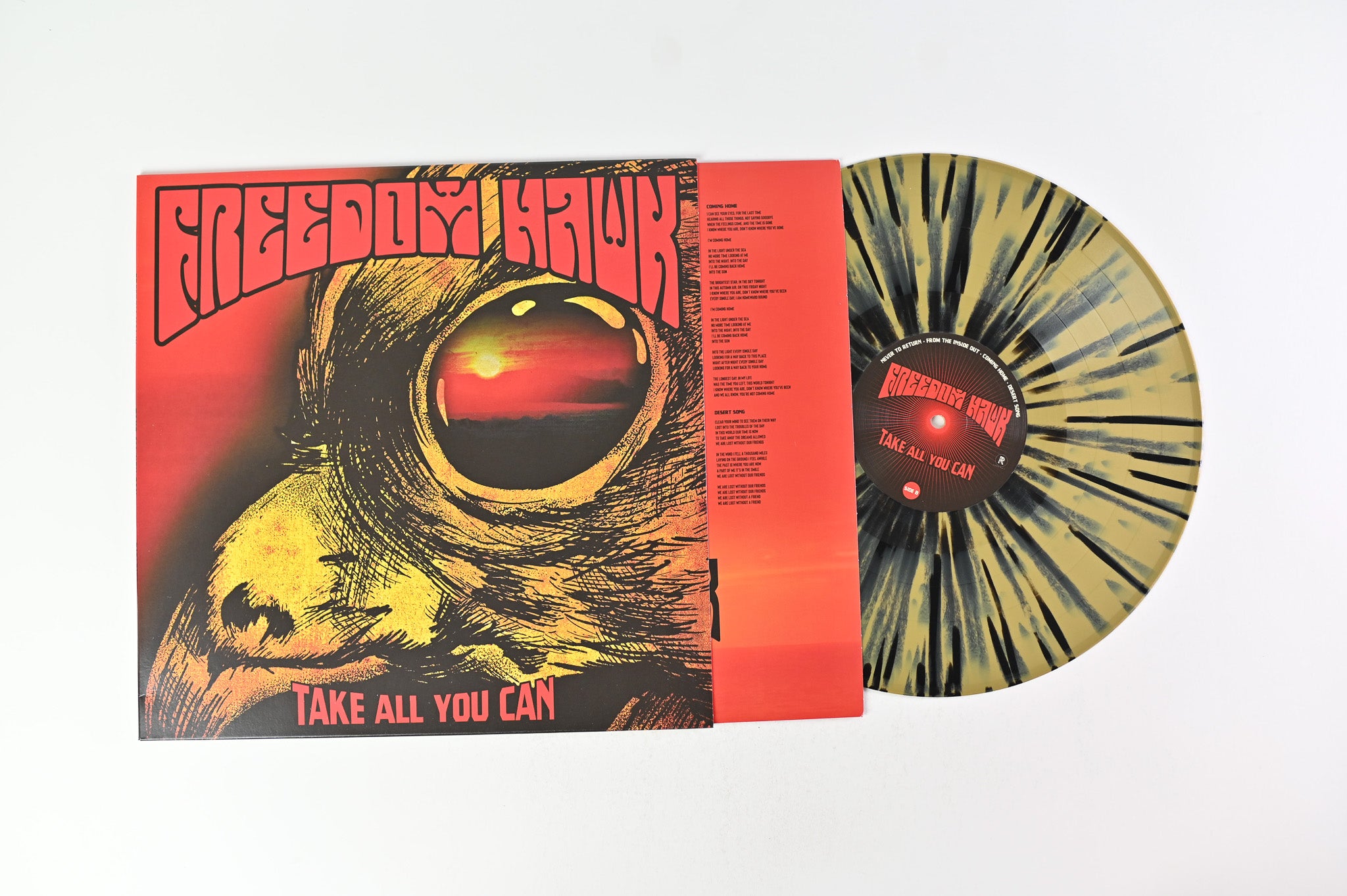 Freedom Hawk - Take All You Can on Ripple Music - Gold w/ Black Splatter Vinyl