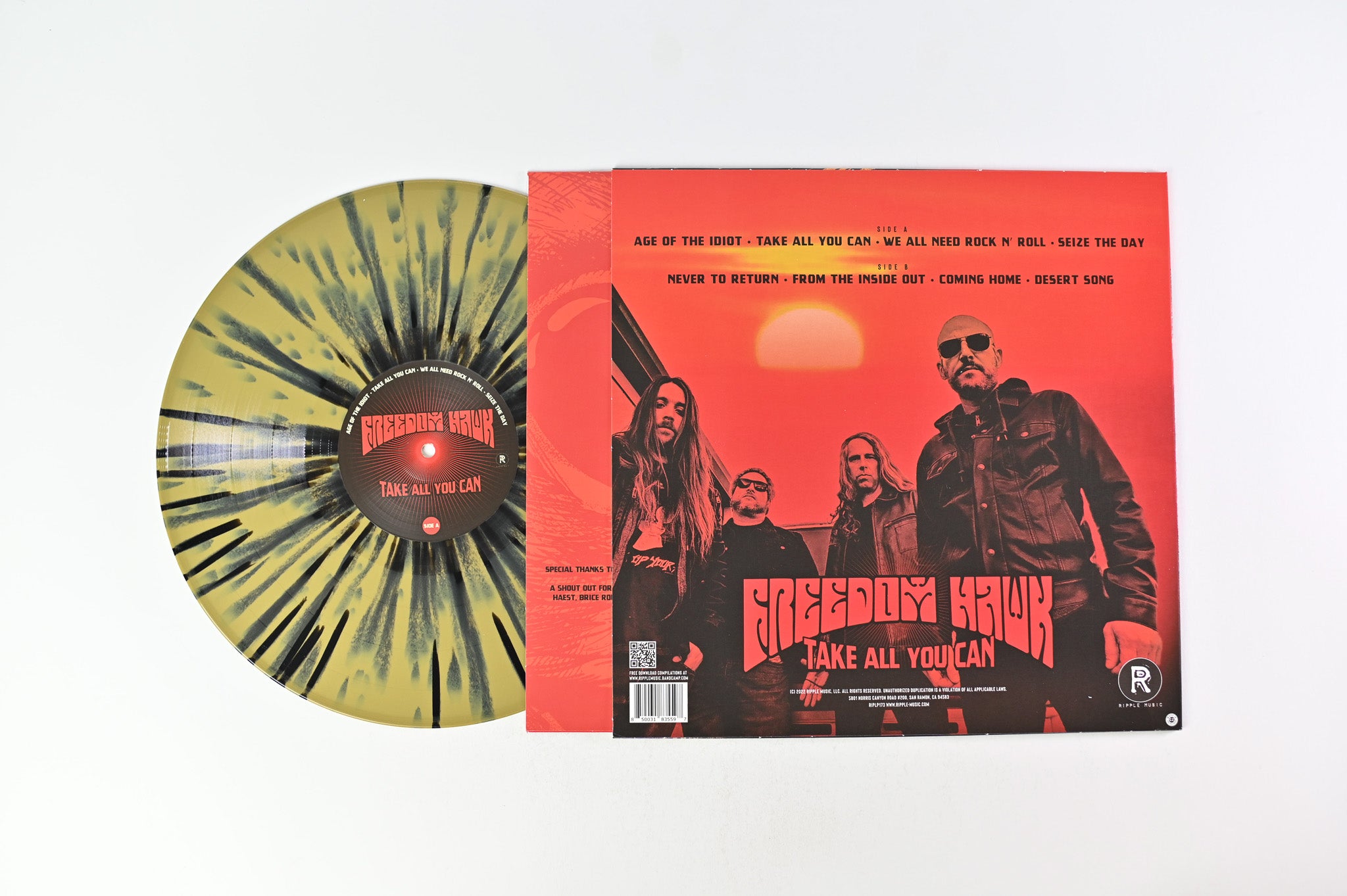 Freedom Hawk - Take All You Can on Ripple Music - Gold w/ Black Splatter Vinyl