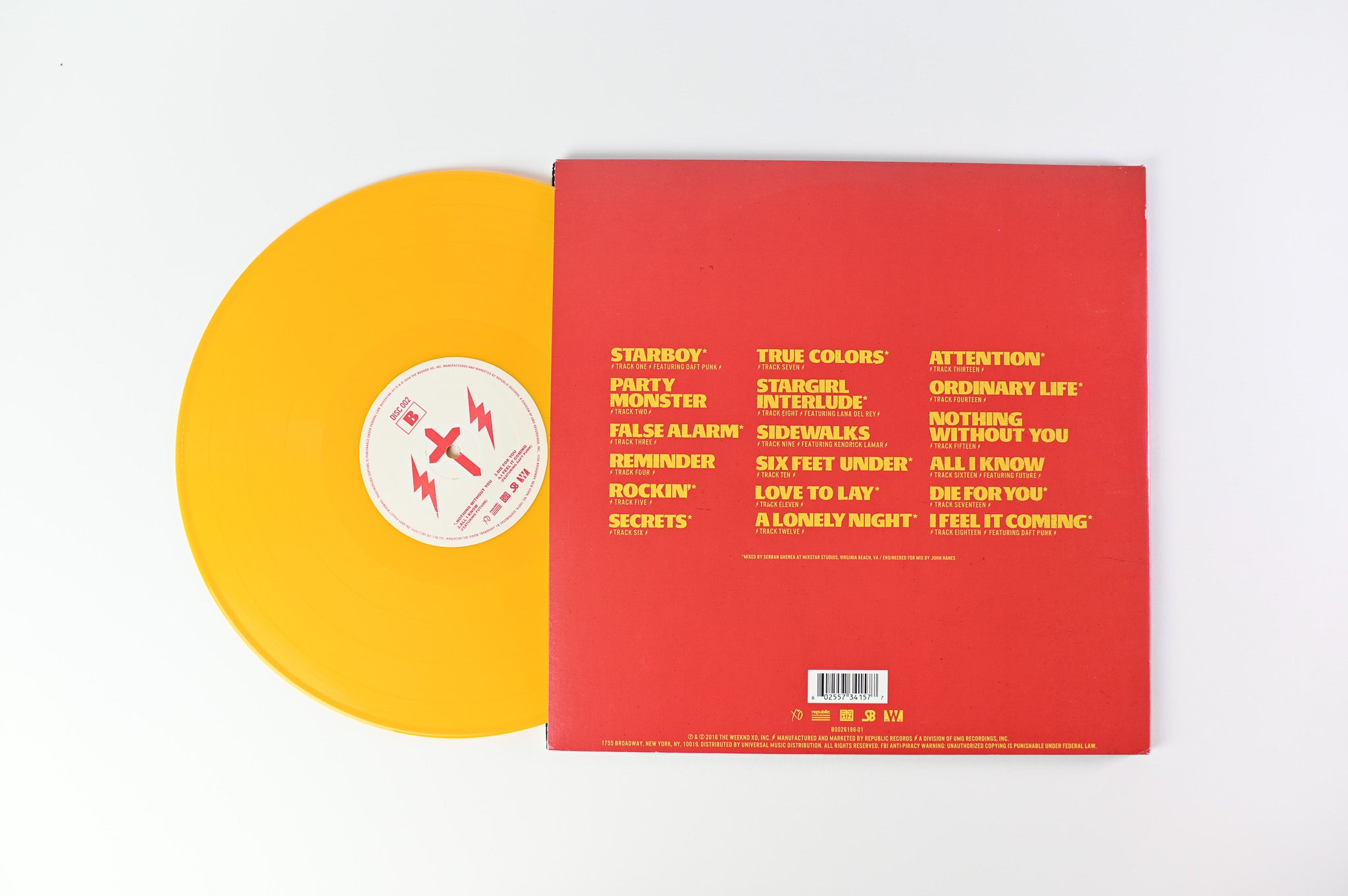 The Weeknd - Starboy on XO Yellow Vinyl