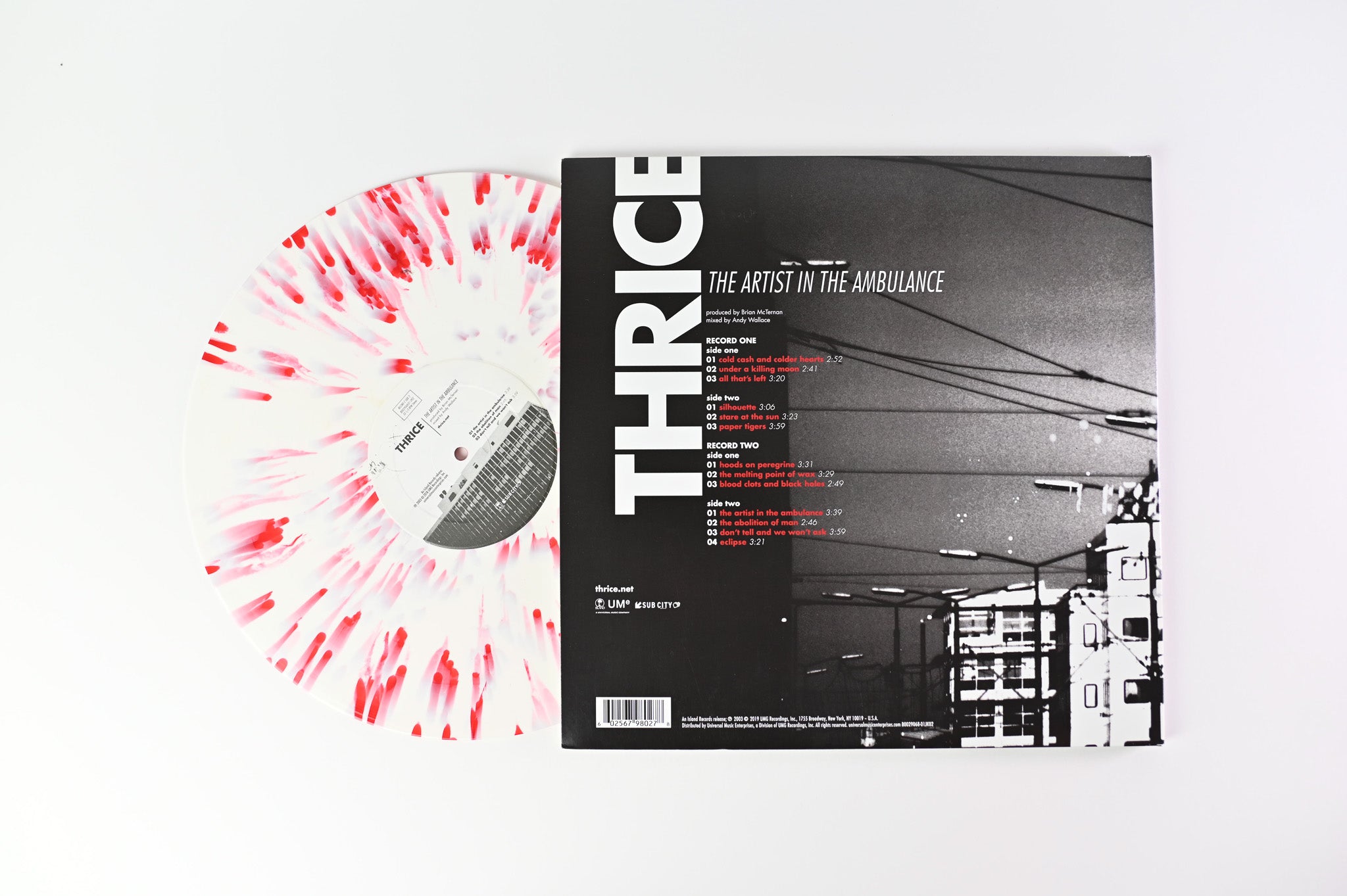 Thrice - The Artist In The Ambulance on Island Ltd White with Red Splatter Reissue