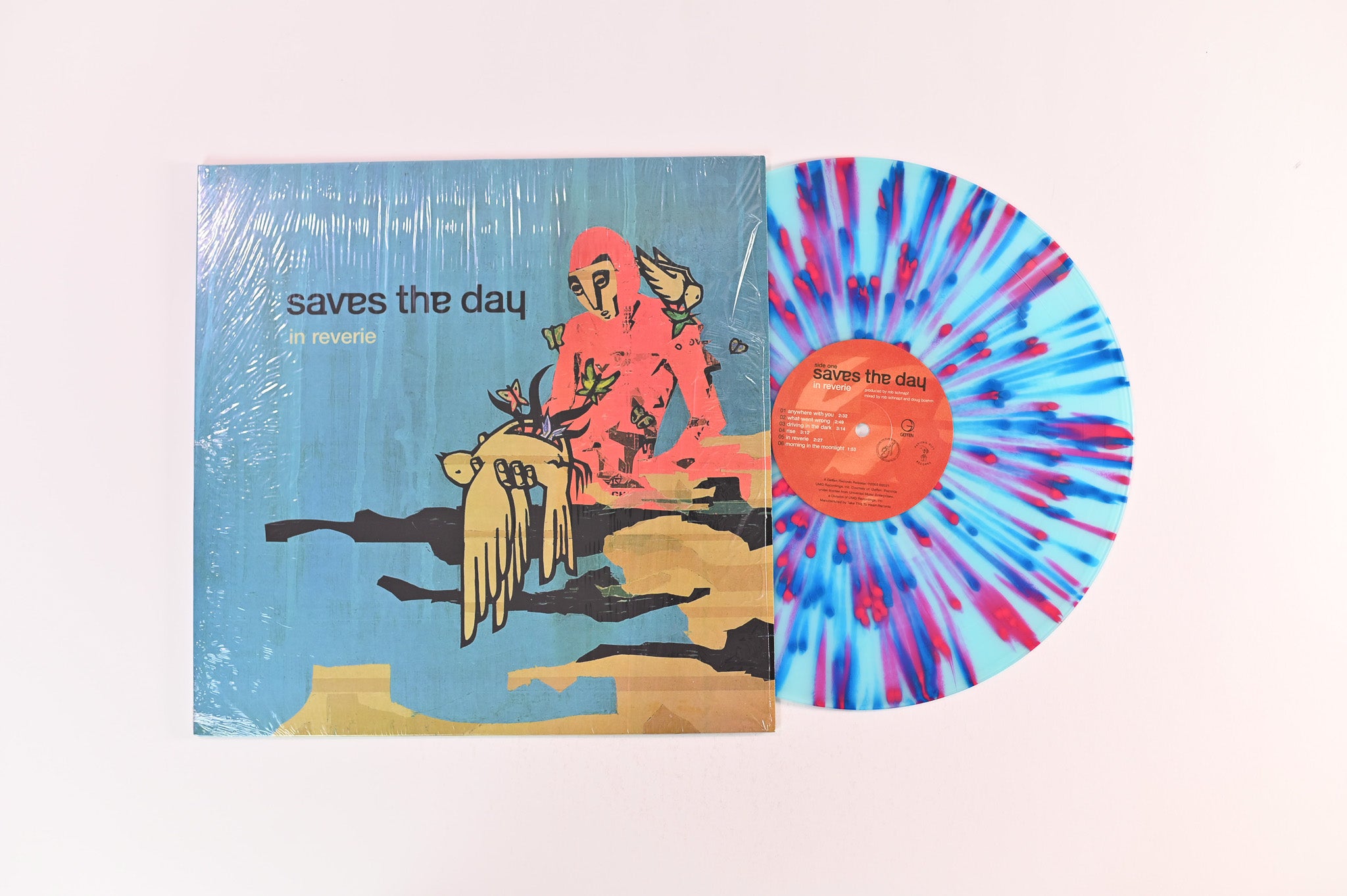 Saves The Day - In Reverie on Parting Gifts Ltd  Blue w/ Aqua and Magenta Splatter Reissue