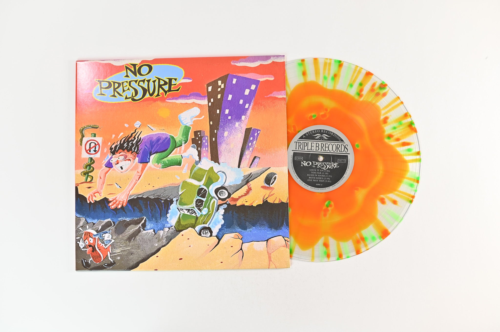 No Pressure - No Pressure on Triple B Ltd Clear Orange With Orange & Neon Green Splatter Reissue