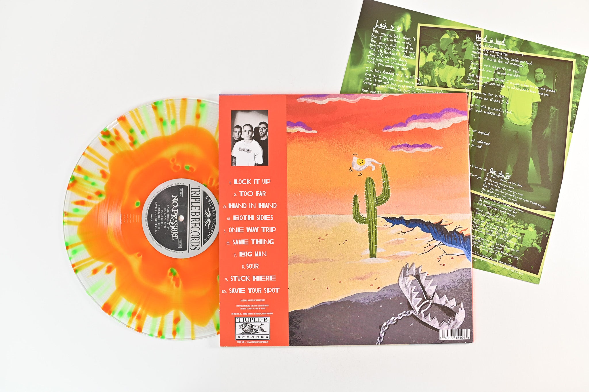 No Pressure - No Pressure on Triple B Ltd Clear Orange With Orange & Neon Green Splatter Reissue