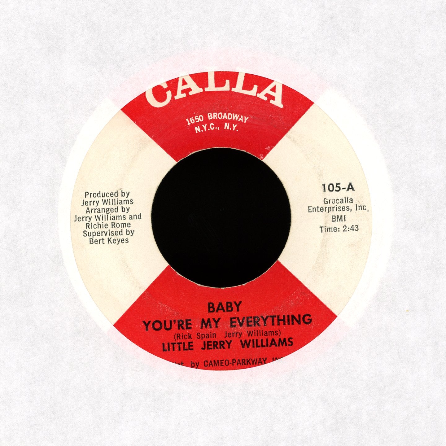 Jerry Williams Jr. - Baby, You're My Everything on Calla Soul 45