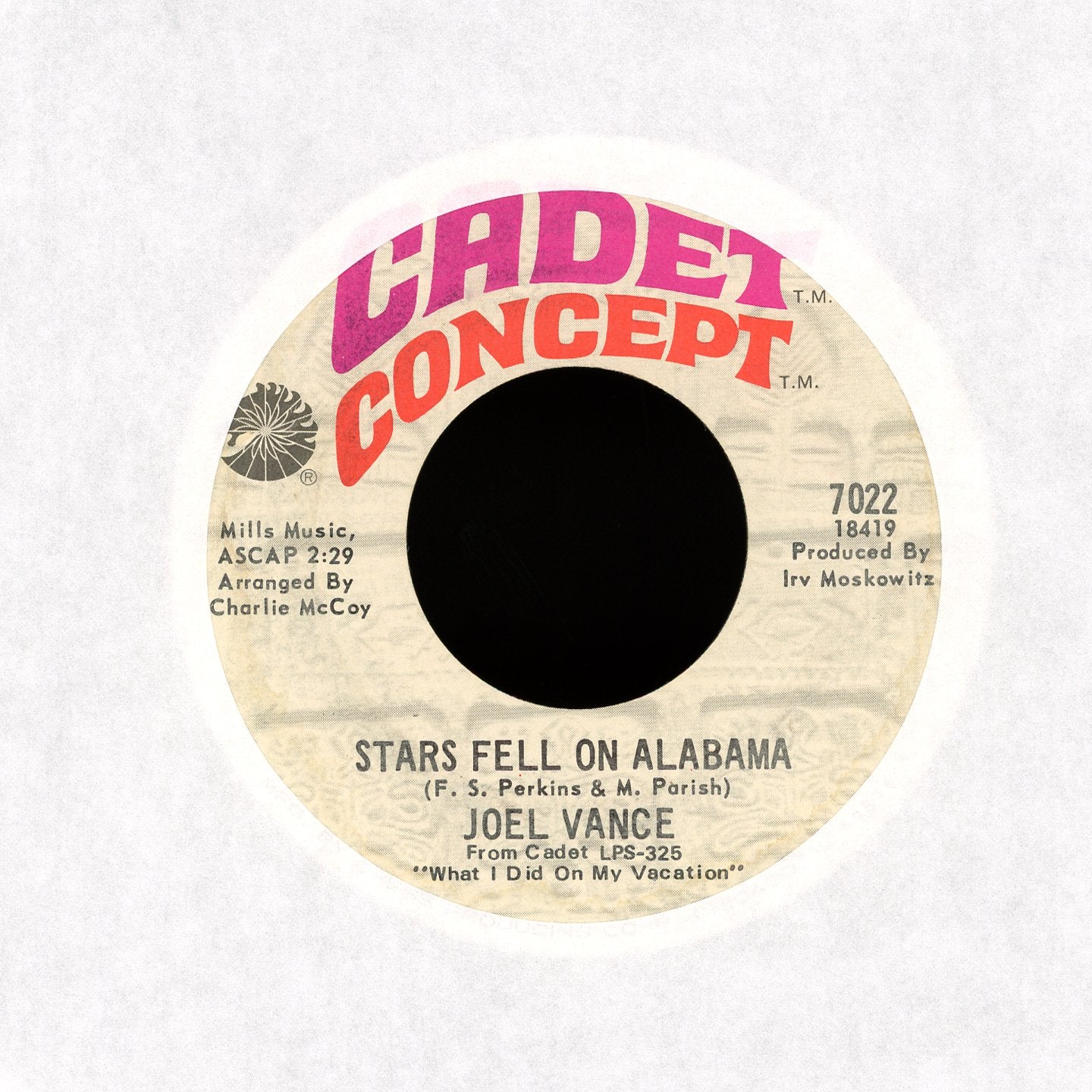 Joel Vance - Stars Fell On Alabama on Cadet Soul 45