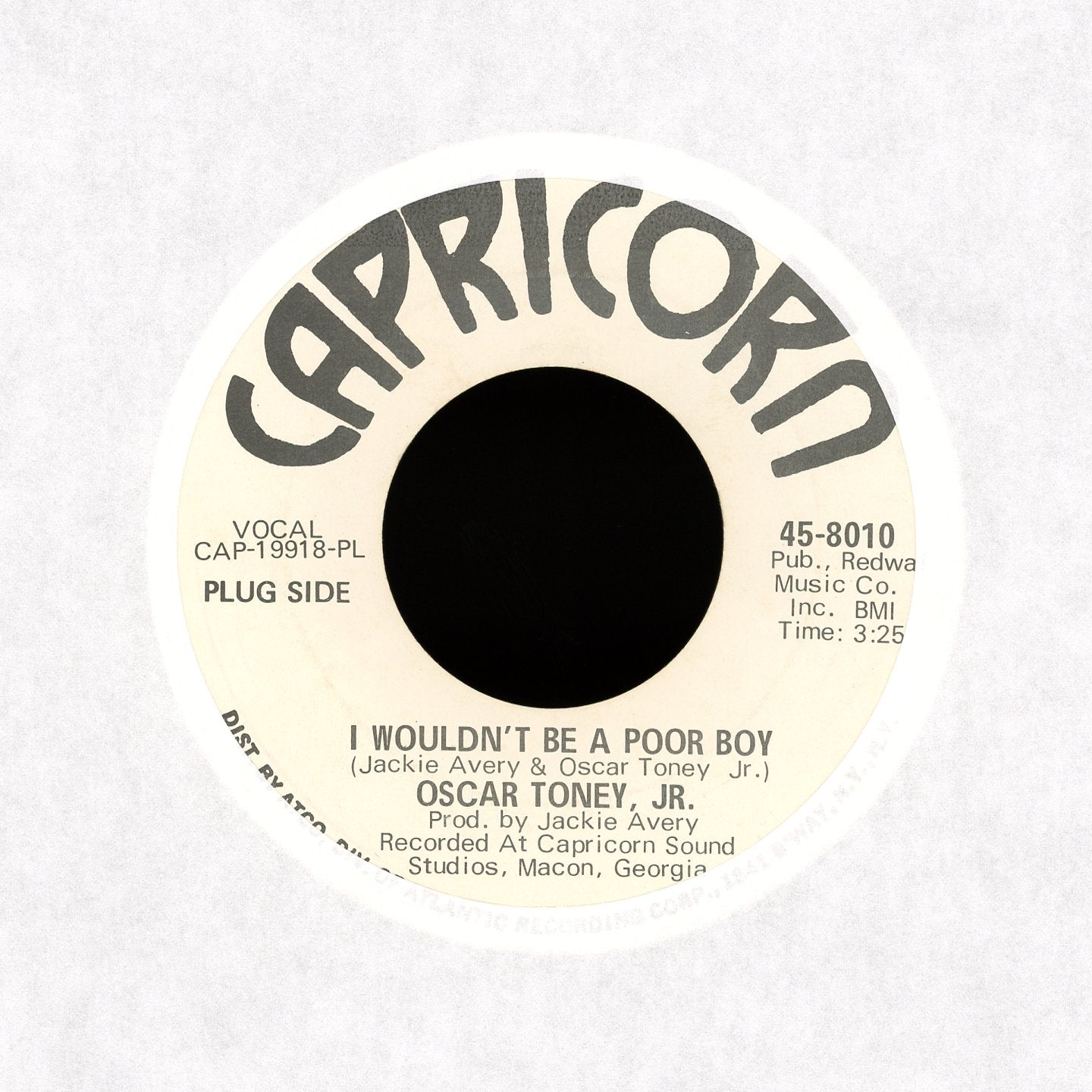 Oscar Toney Jr. - Person To Person / I Wouldn't Be A Poor Boy on Capricorn - Promo Soul 45