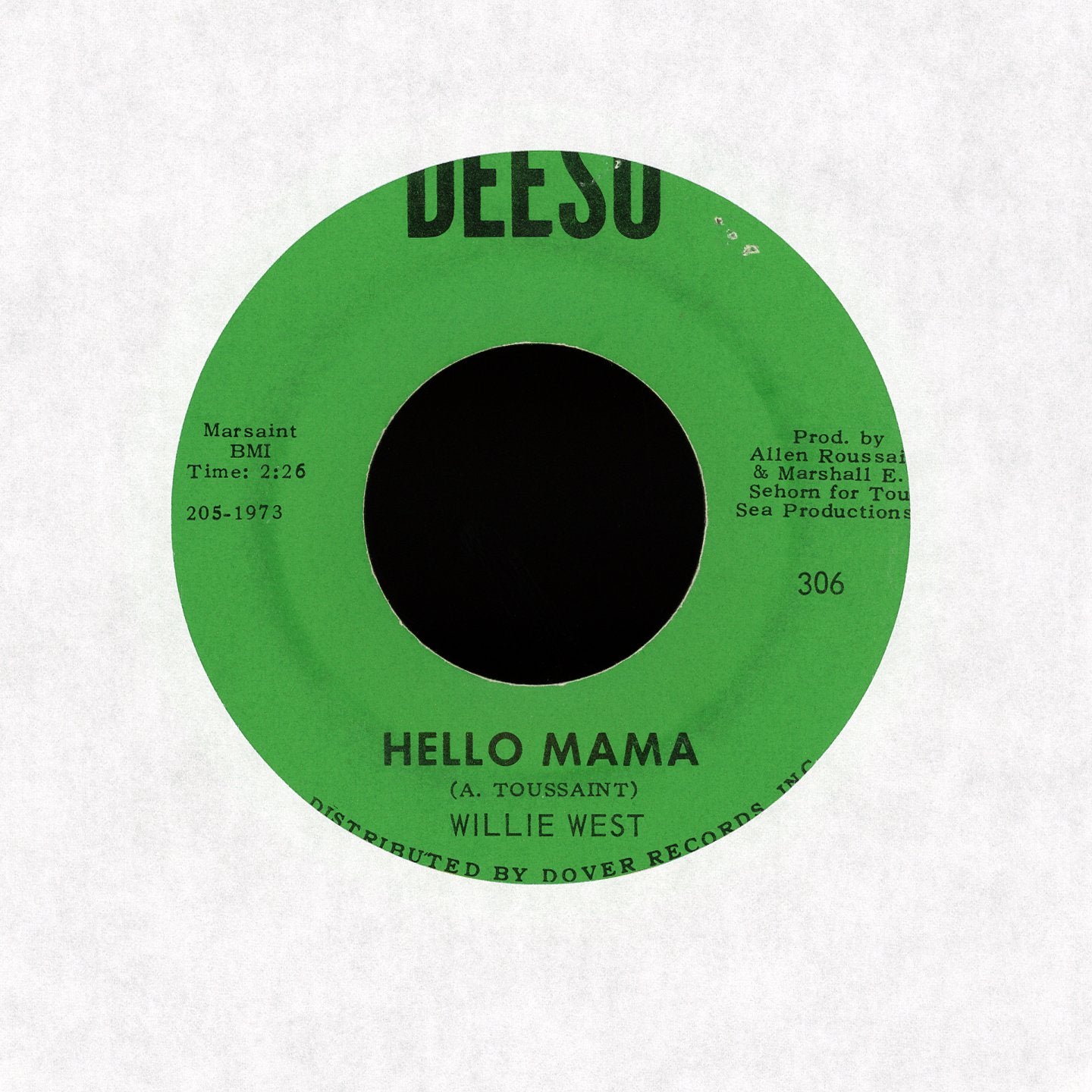 Willie West - Greatest Love / Hello Mama on Deesu Soul 45