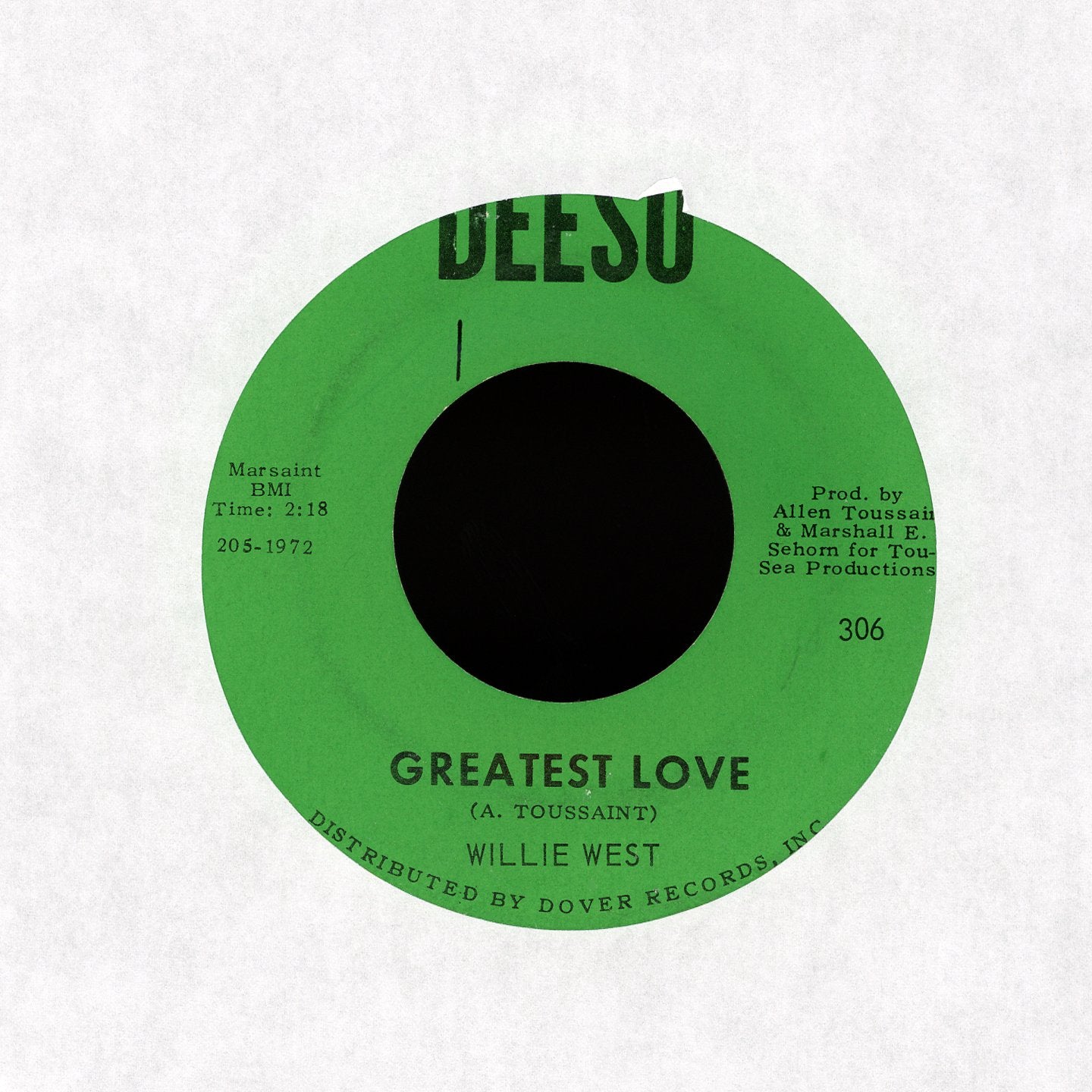 Willie West - Greatest Love / Hello Mama on Deesu Soul 45