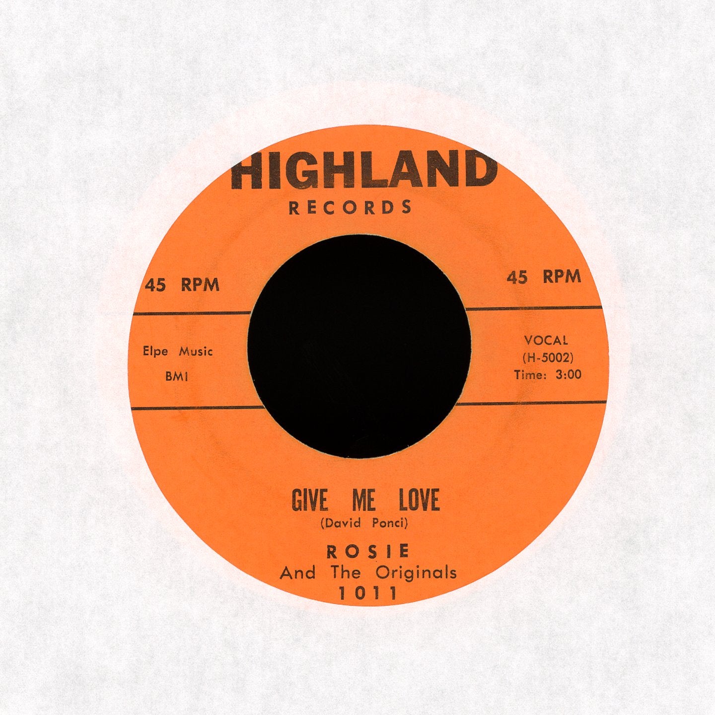 Rosie & The Originals - Angel Baby / Give Me Love on Highland Rock 45