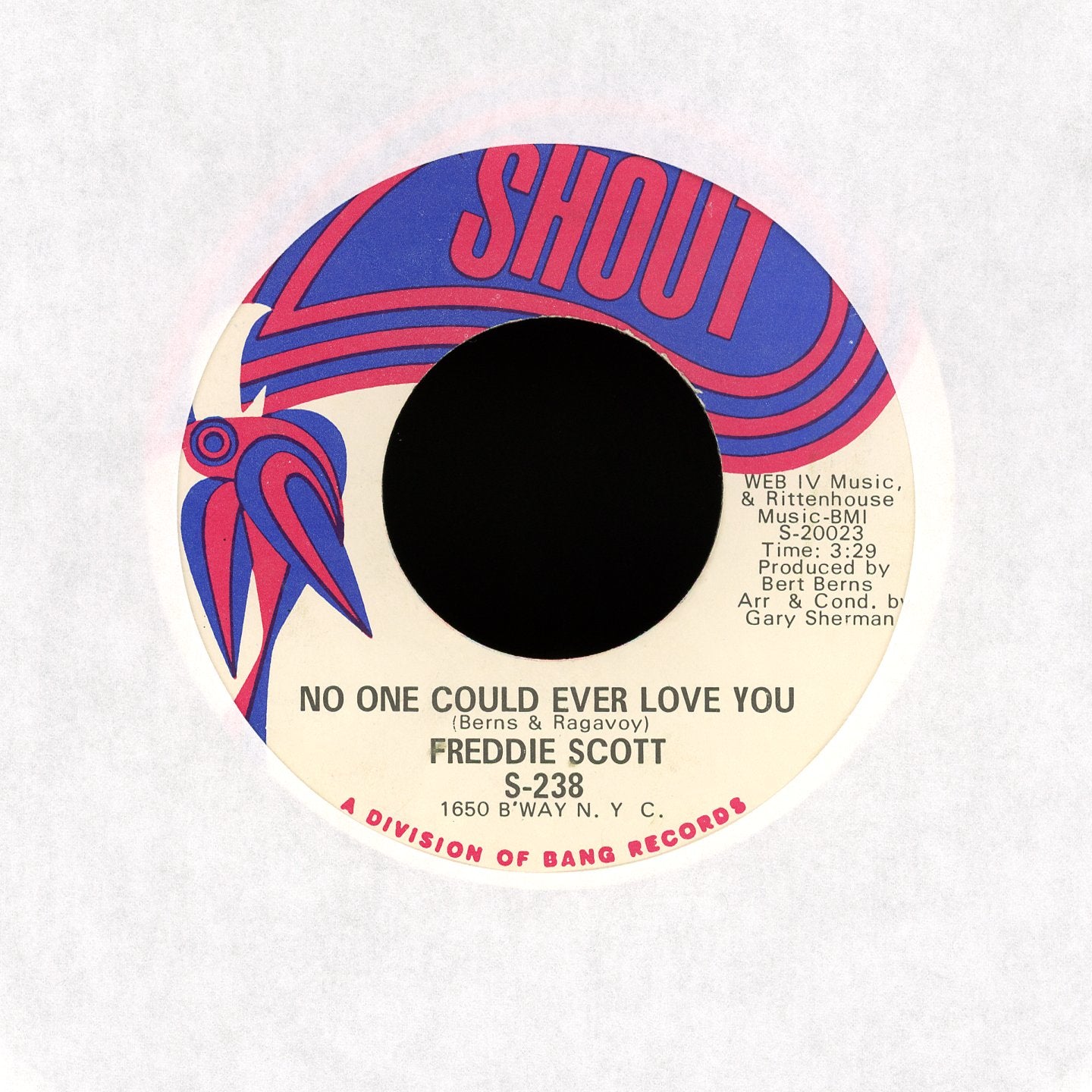 Freddie Scott - Cry To Me / No One Could Ever Love You on Shout Soul 45