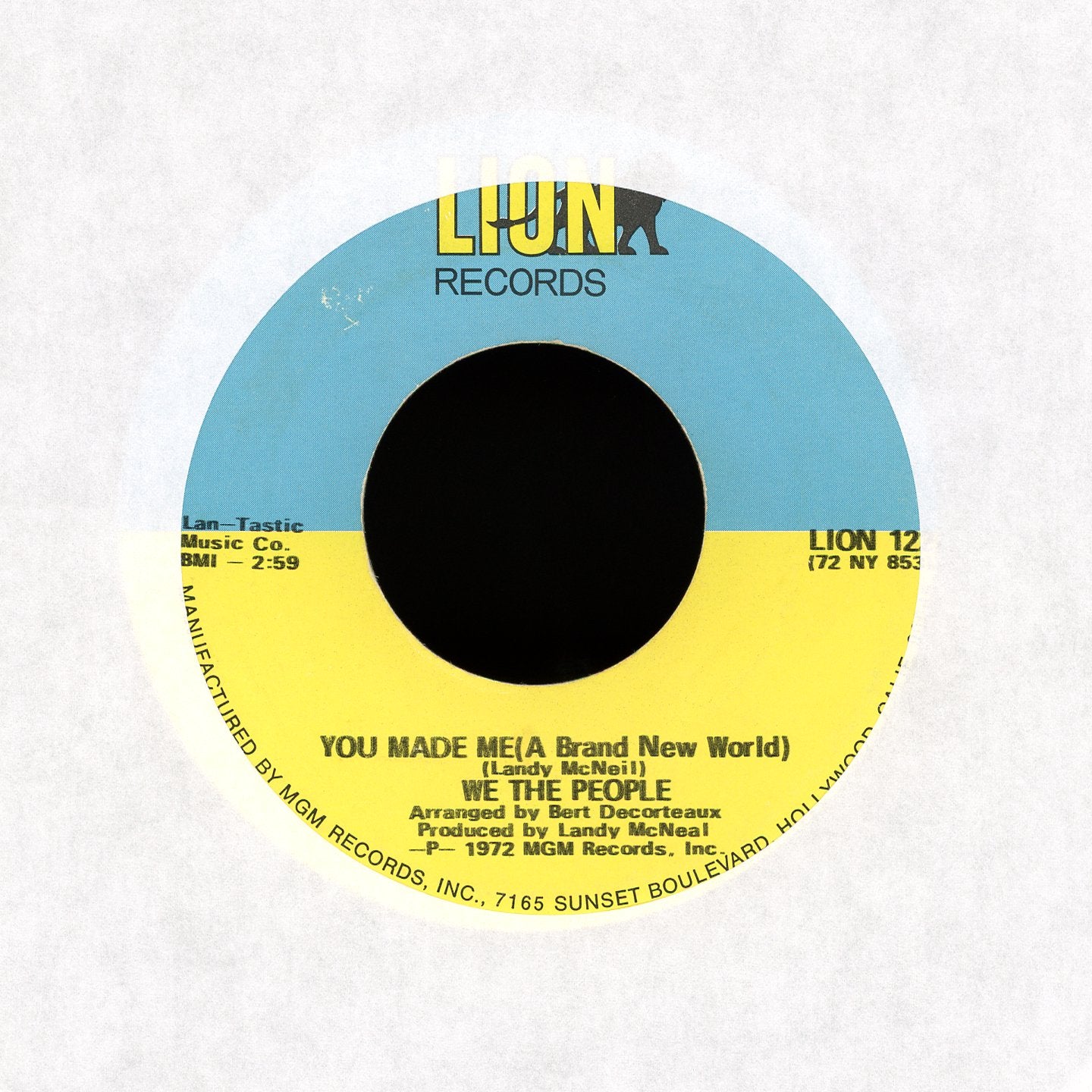 We The People - You Made Me (A Brand New World) / Right Now on Lion Records Soul 45