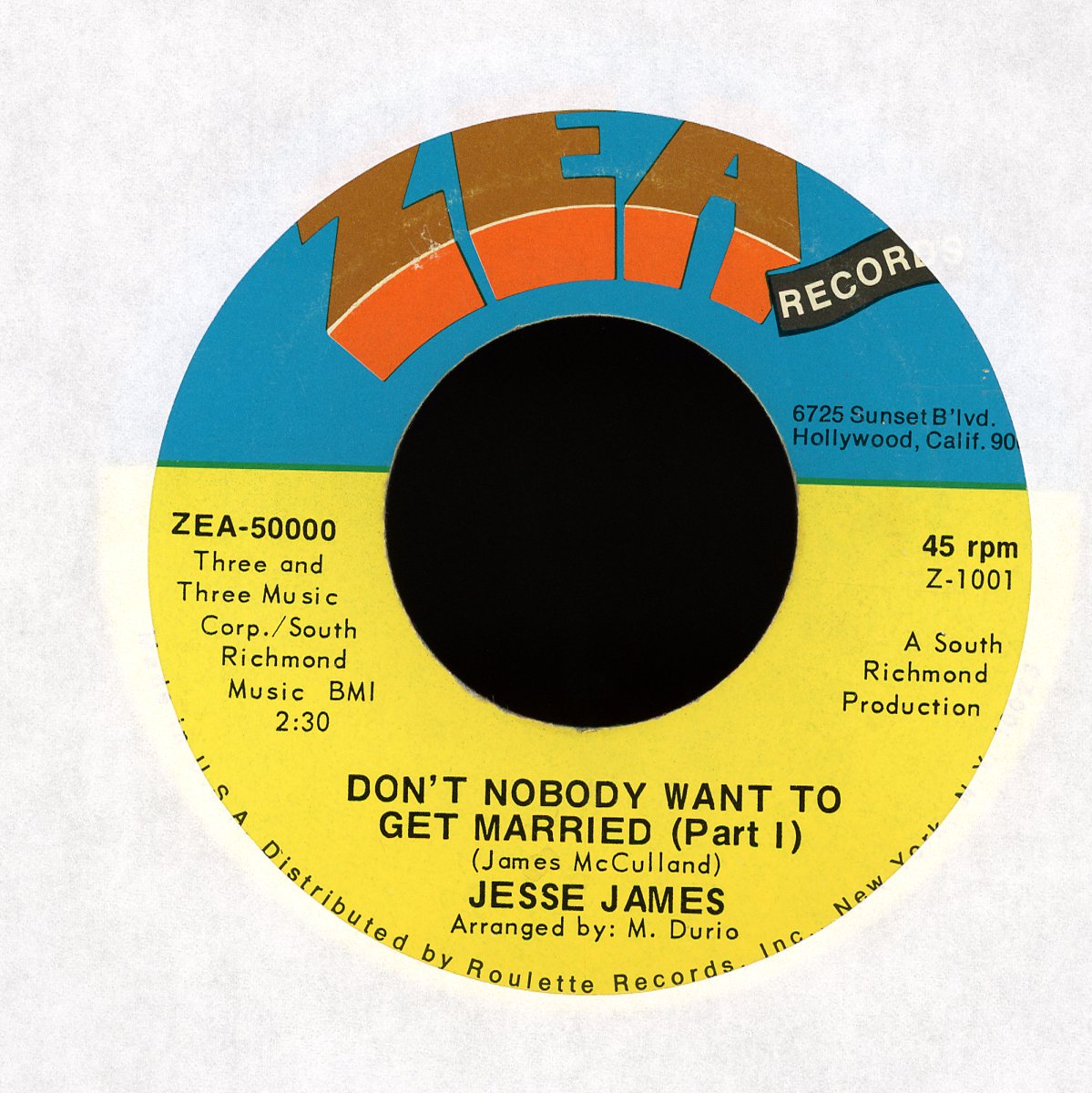 Jesse James - Don't Nobody Want To Get Married on Zea Records Funk Soul 45