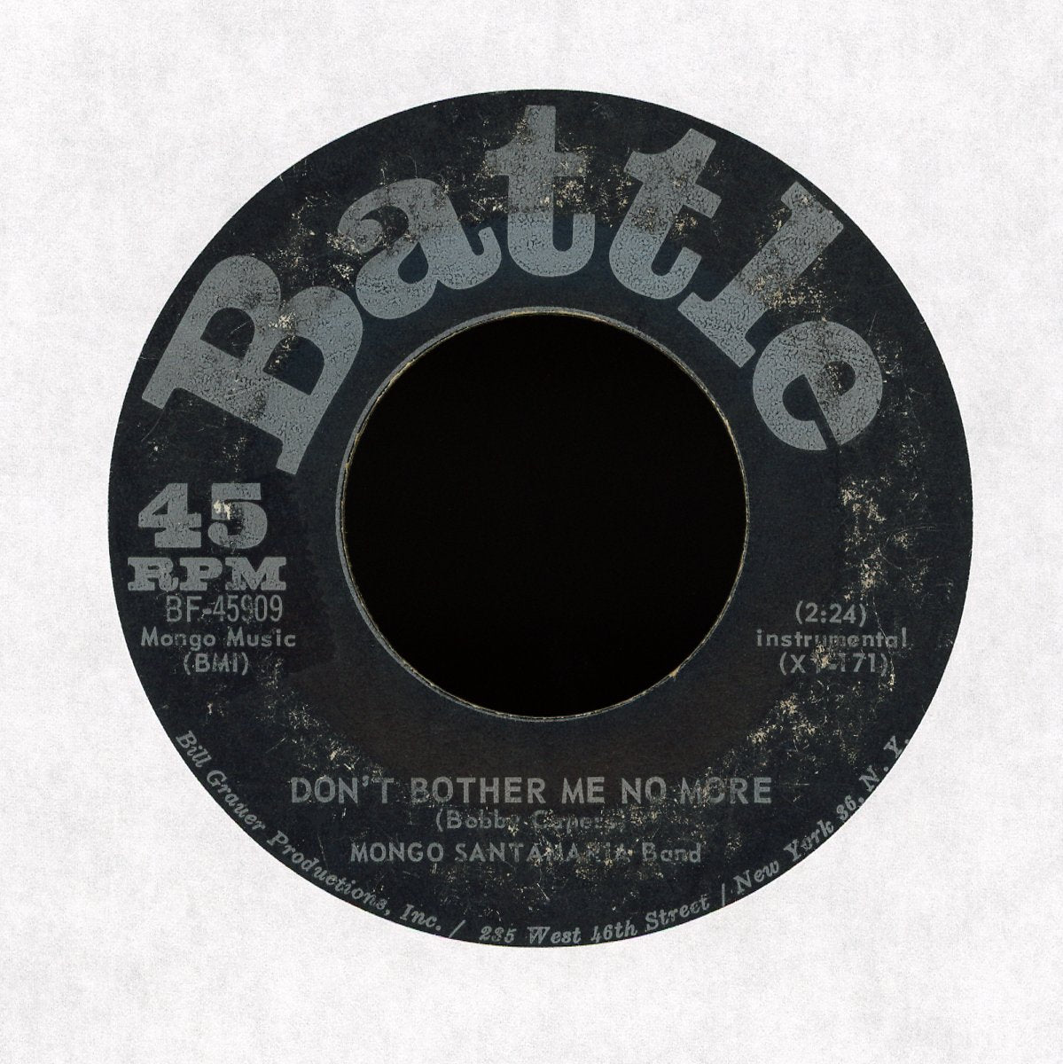 The Mongo Santamaria Orchestra - Watermelon Man / Don't Bother Me No More on Battle Latin Jazz 45